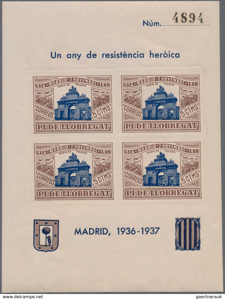 Spanien - Lokalausgaben: 1937, PI DE LLOBREGAT: Accumulation Of Four Different ZIG-ZAG ROULETTED Min - Emissions Nationalistes