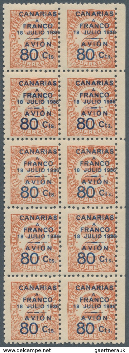 Spanien - Kanarische Inseln (1936/38): Flugpostmarken: 1937, Numerals 1c. Green And 2c. Pale Brown W - Cartas & Documentos