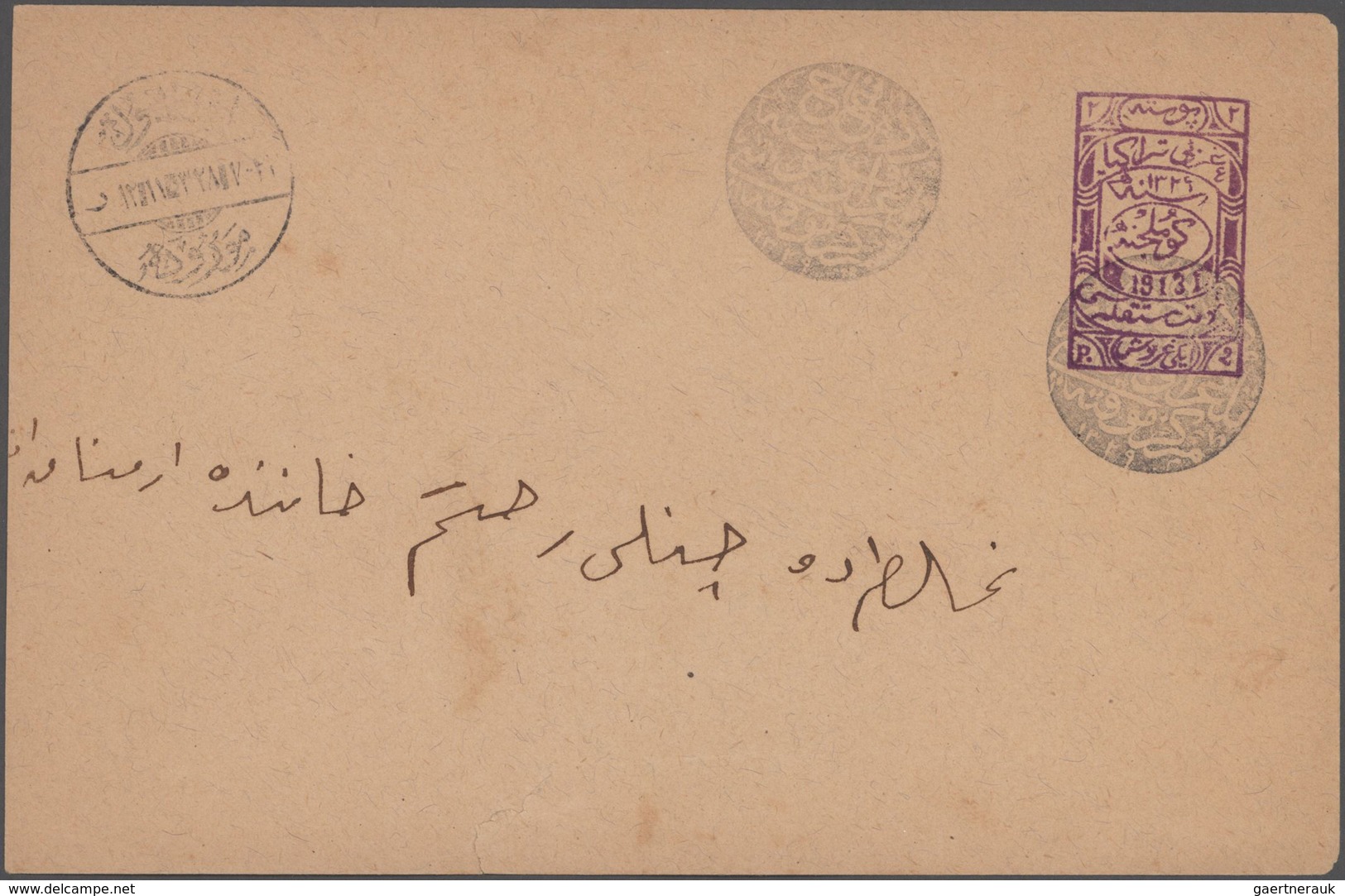 Thrakien - Ganzsachen: 1913, Three Stationaries: 2 P. To Galata With Arrival Stamp (crack At The Bot - Thracië