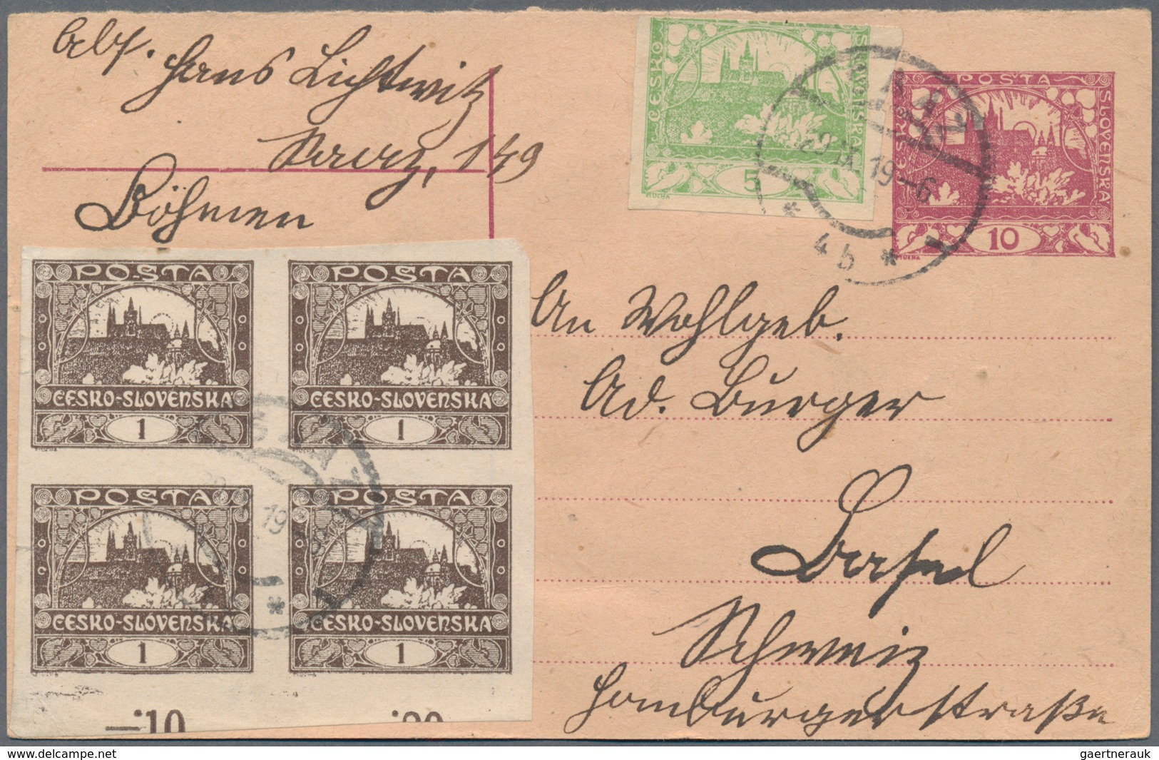 Tschechoslowakei: 1920/1970, Nice Lot Of About 70 Letters, Stationery Cards, One Parcel Card Dated 1 - Usados