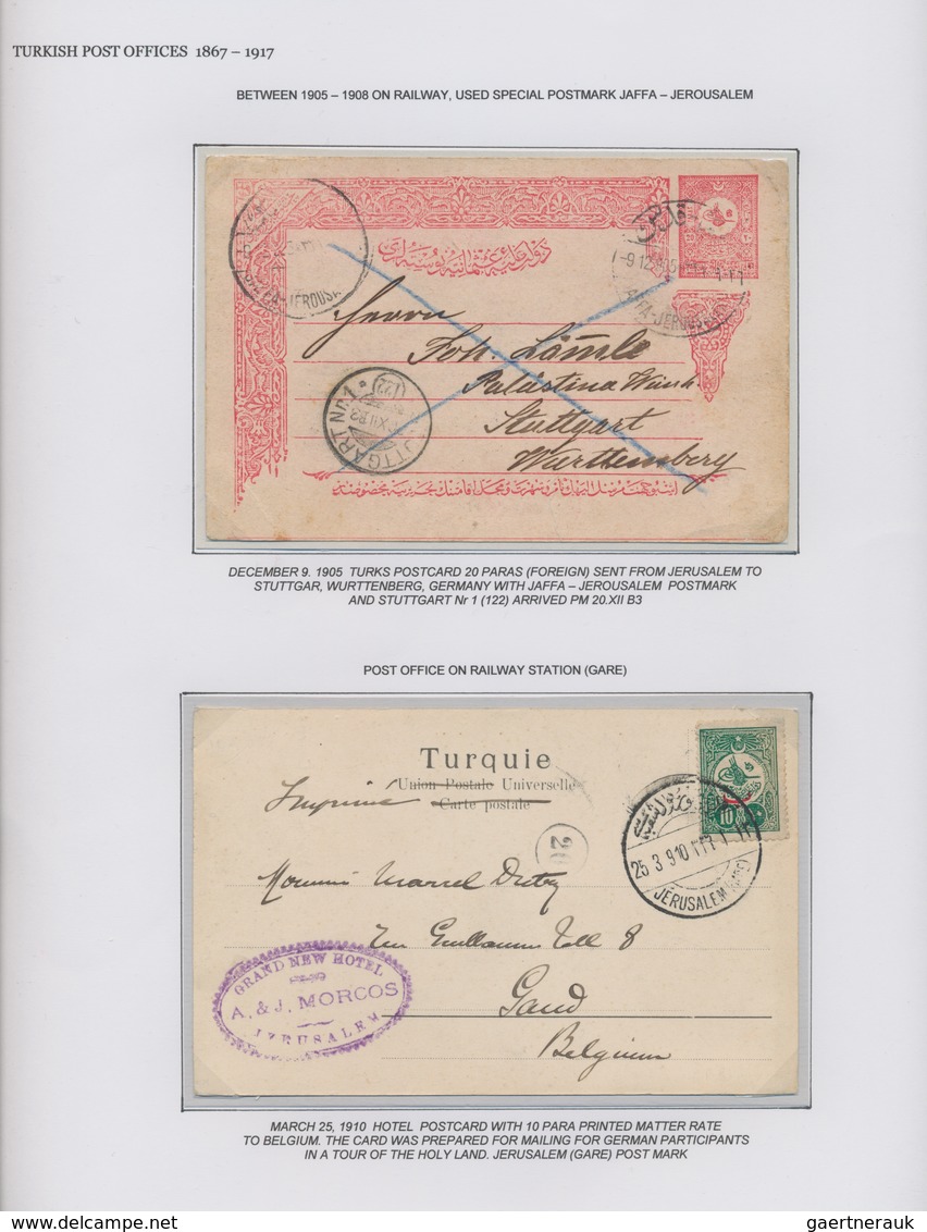 Türkei: 1872/1917, Imperial Ottoman Mail in Palestine/Holyland, extraordinary exhibit on 27 album pa