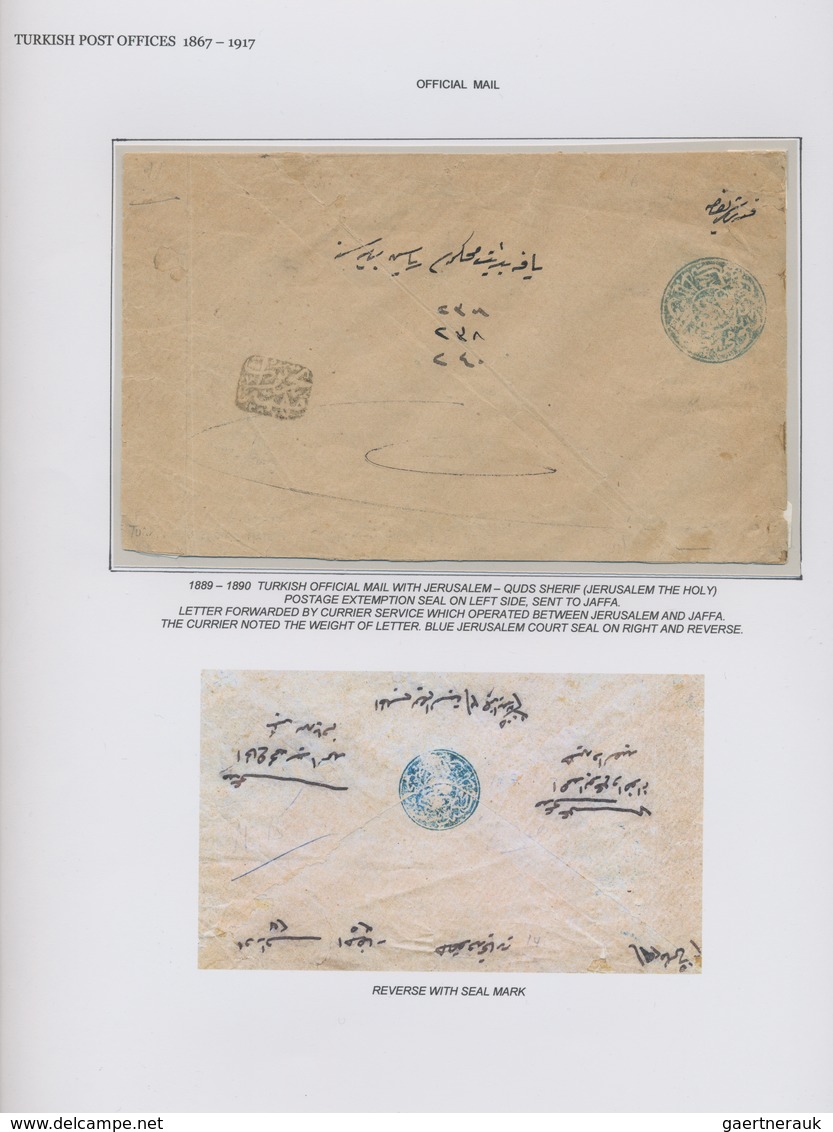 Türkei: 1872/1917, Imperial Ottoman Mail in Palestine/Holyland, extraordinary exhibit on 27 album pa