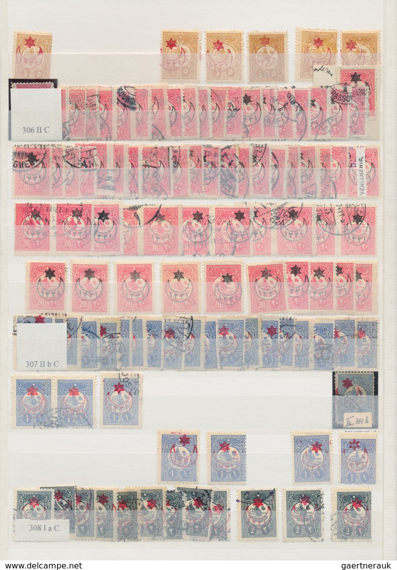 Türkei: 1913/1916, Comprehensive Accumulation Of Apprx. 2.900 Stamps, Neatly Sorted In A Thick Album - Usados