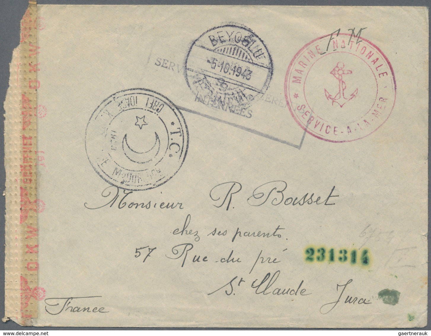 Türkei: 1940/1943, Interesting Lot Of About 40 Cards And Envelopes With Ship Markings. Most Of Them - Oblitérés