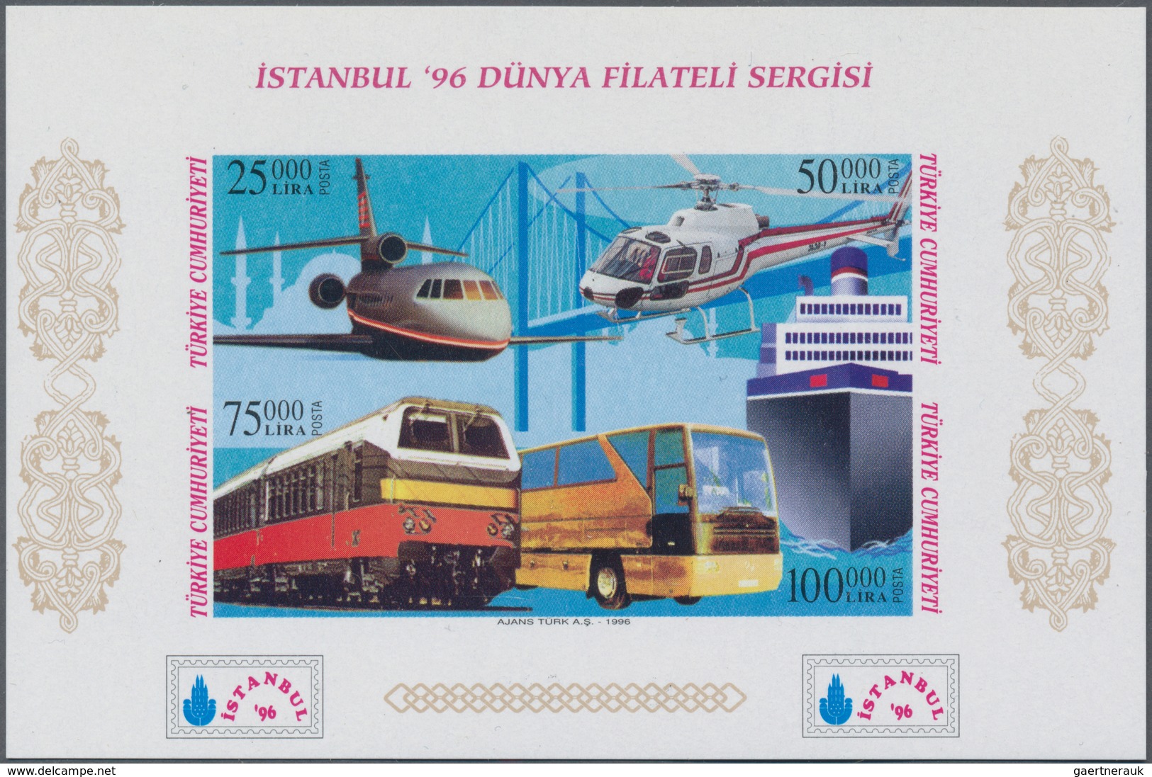 Türkei: 1996, Stamp Exhibition ISTANBUL '96, Both Imperforated Souvenir Sheets (with Red And Black I - Gebraucht