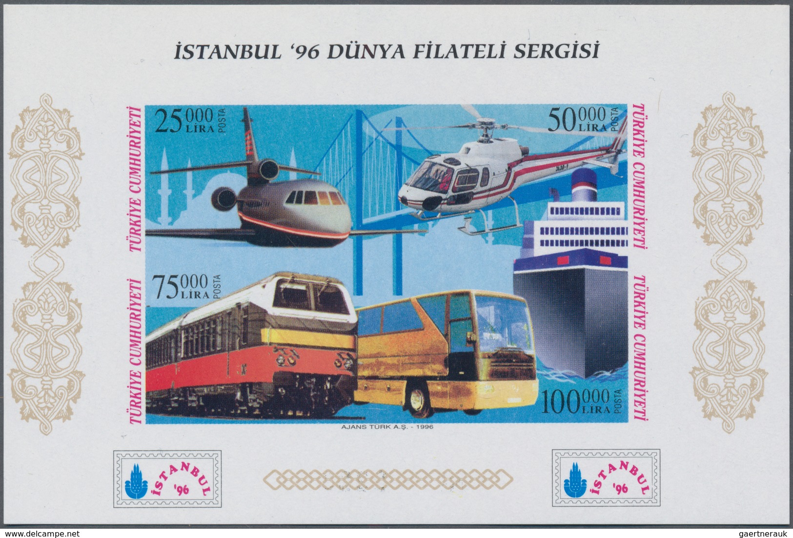 Türkei: 1996, Stamp Exhibition ISTANBUL '96, Both Imperforated Souvenir Sheets (with Red And Black I - Gebraucht