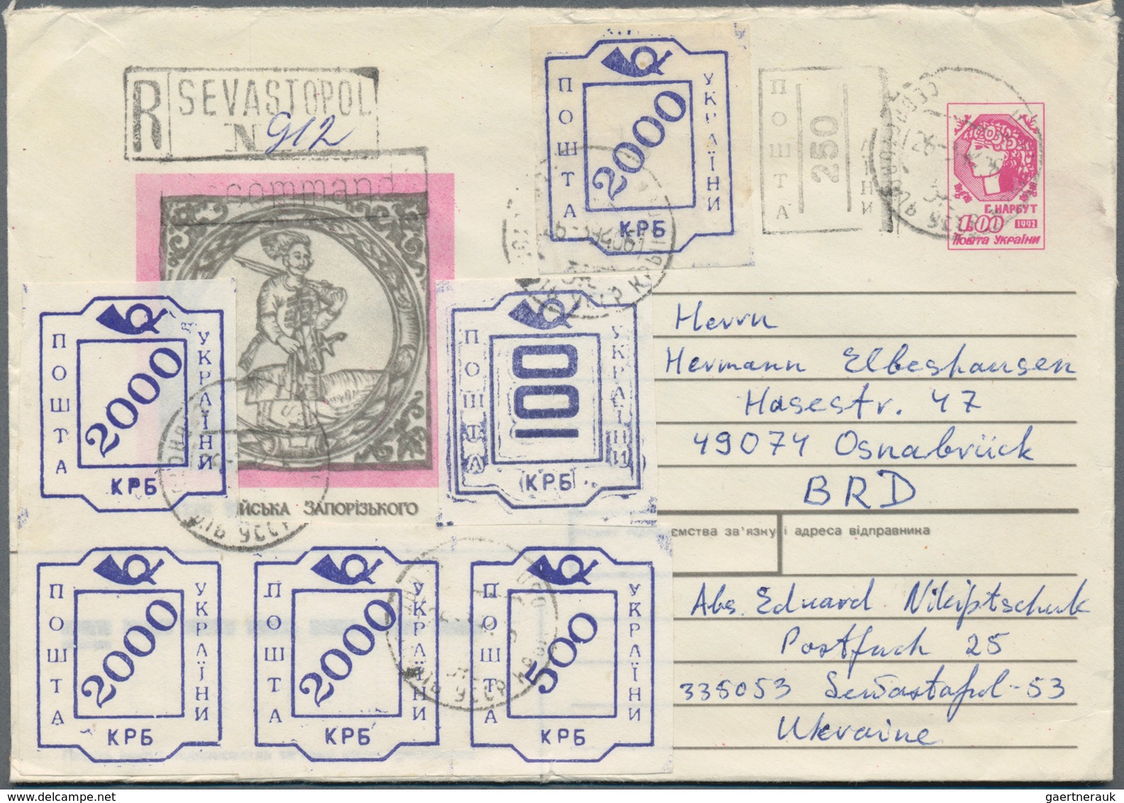 Ukraine: 1918/2004, Accumulation Of Ca. 270 Covers (many Sent To USA) And Unused And Used Postal Sta - Ucrania