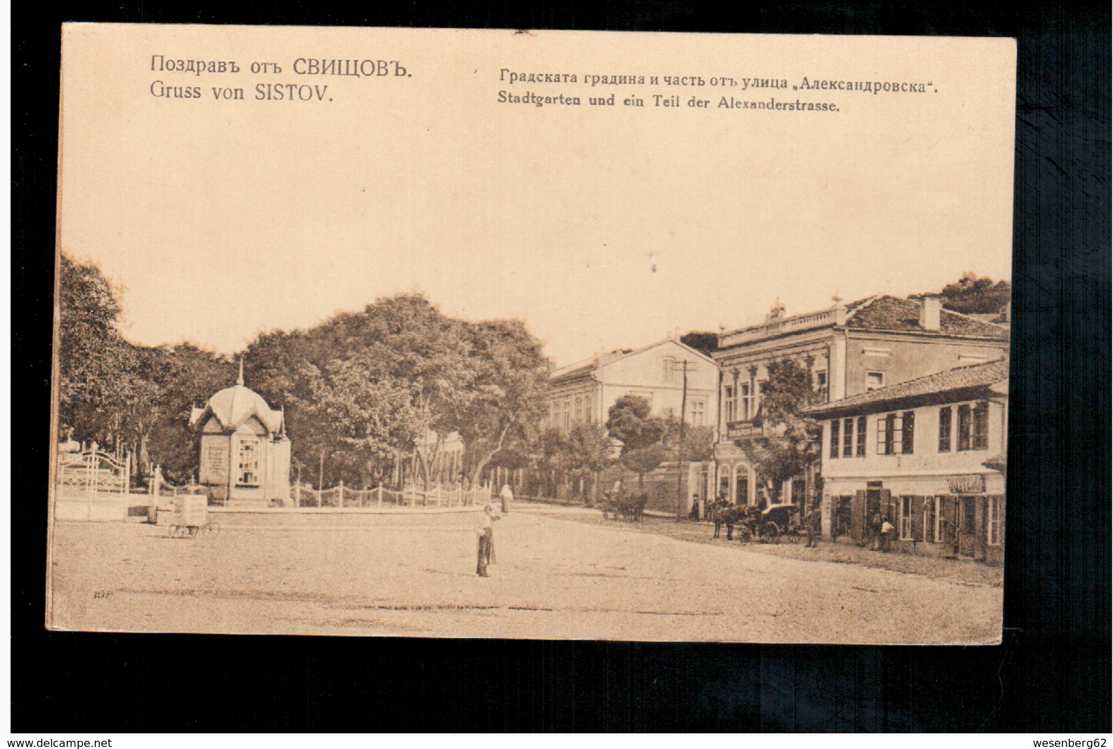 BULGARIA  Gruss Von SISTOV- Stadtgarten Und Eim Teil Der Alexenderstrasse Ca 1915 Old Postcard - Bulgaria