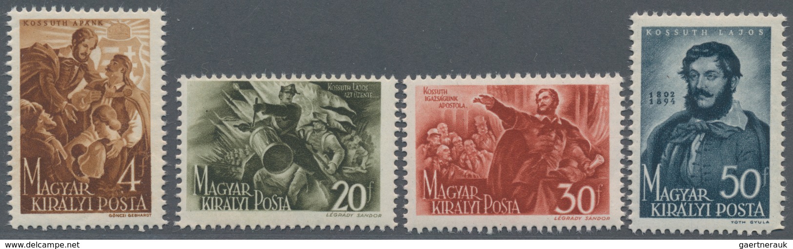 Ungarn: 1944, 50 Years Death Of Lajos Kossuth Complete Set Of Four In A Lot With Approx. 1.800 Sets - Brieven En Documenten