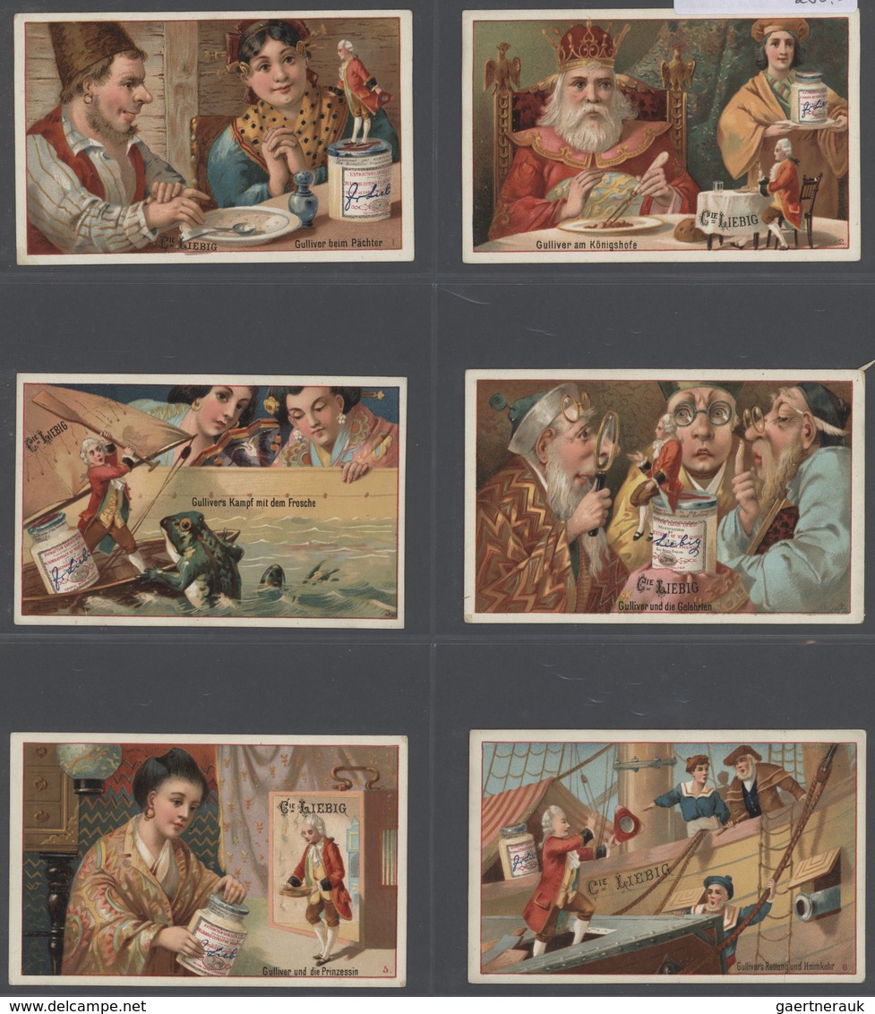 Europa: 1880/1960 (ca.), Liebig trading cards, massive dealers stocks covering 95 albums and 39 boxe