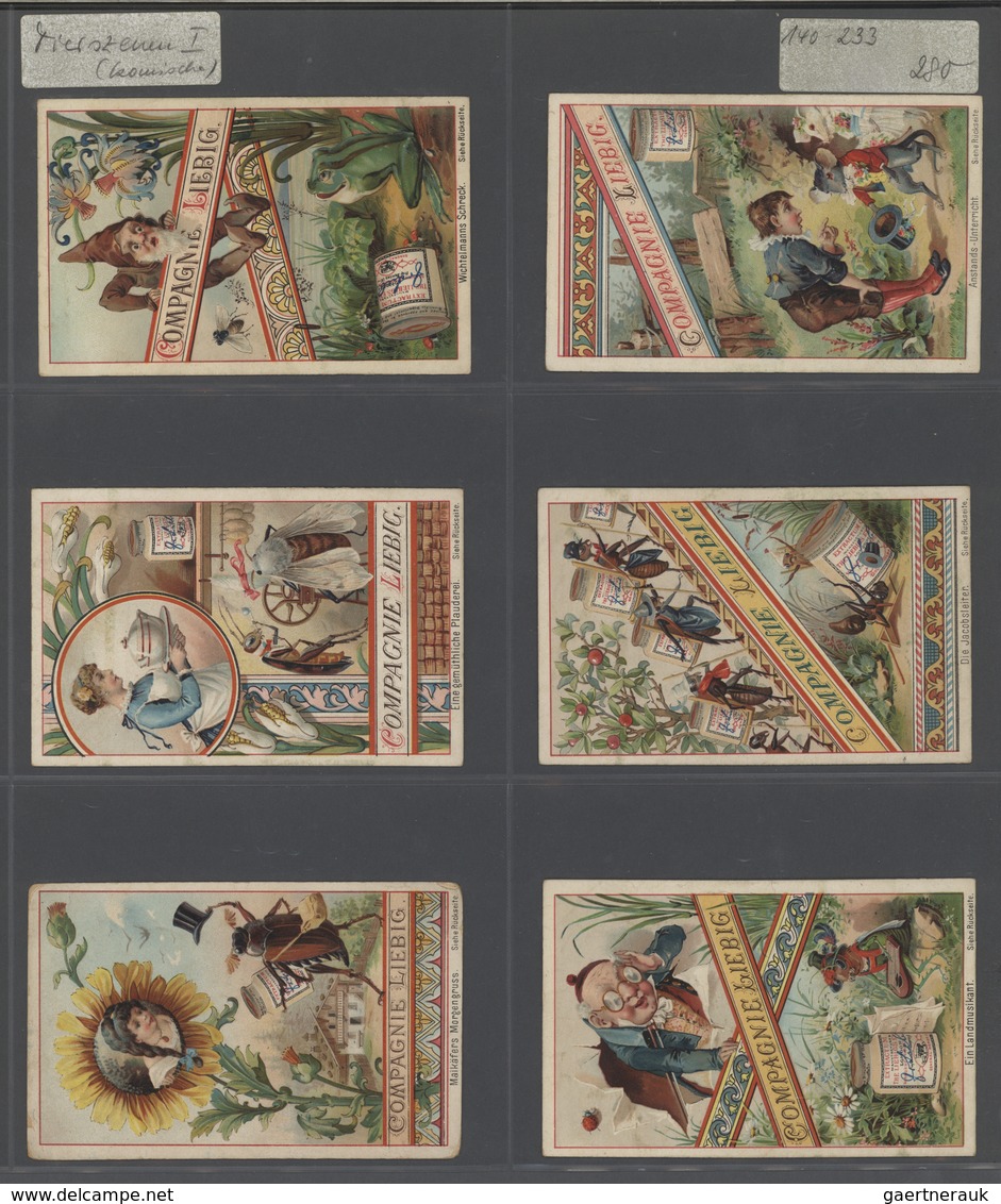 Europa: 1880/1960 (ca.), Liebig trading cards, massive dealers stocks covering 95 albums and 39 boxe