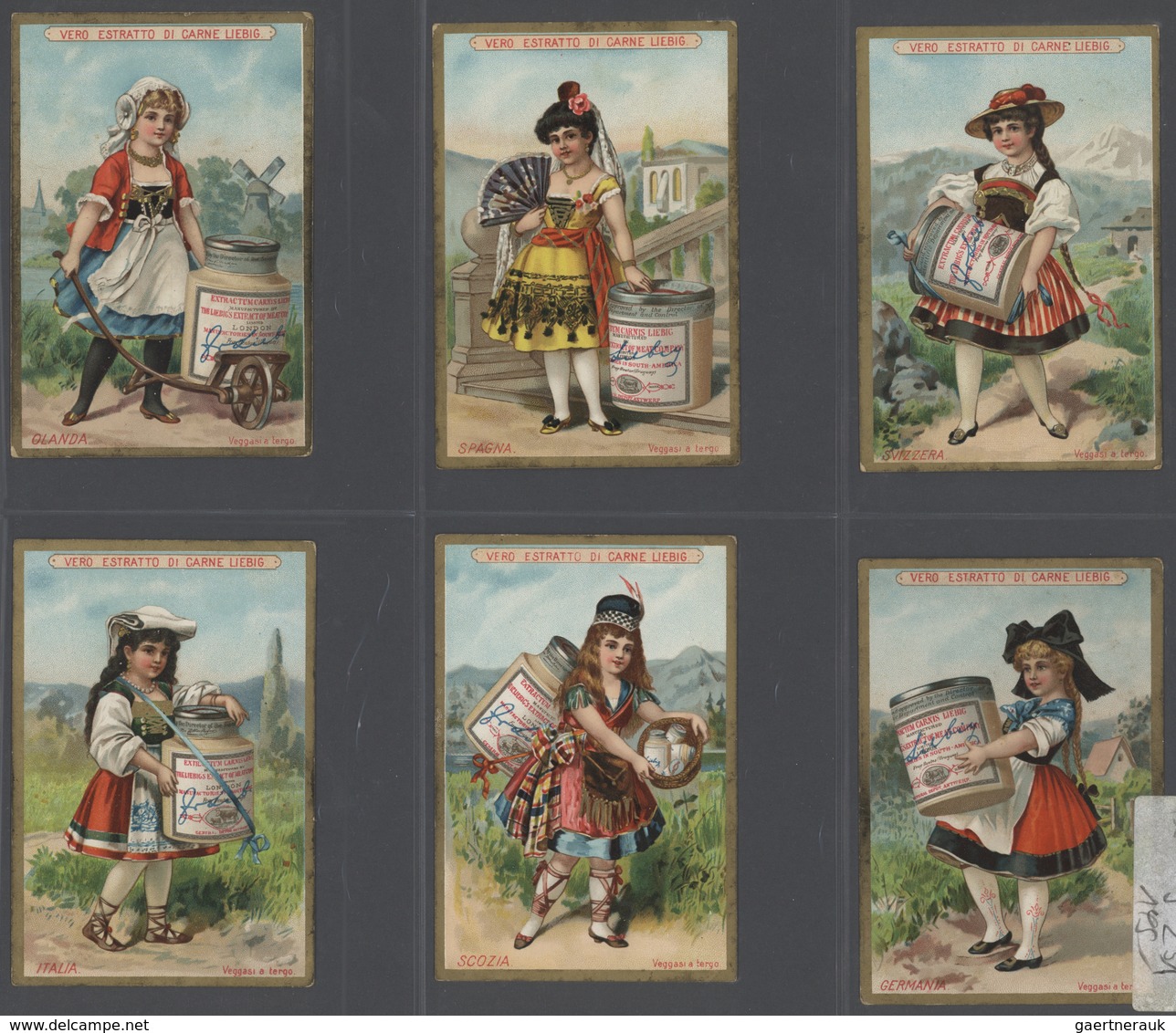 Europa: 1880/1960 (ca.), Liebig trading cards, massive dealers stocks covering 95 albums and 39 boxe