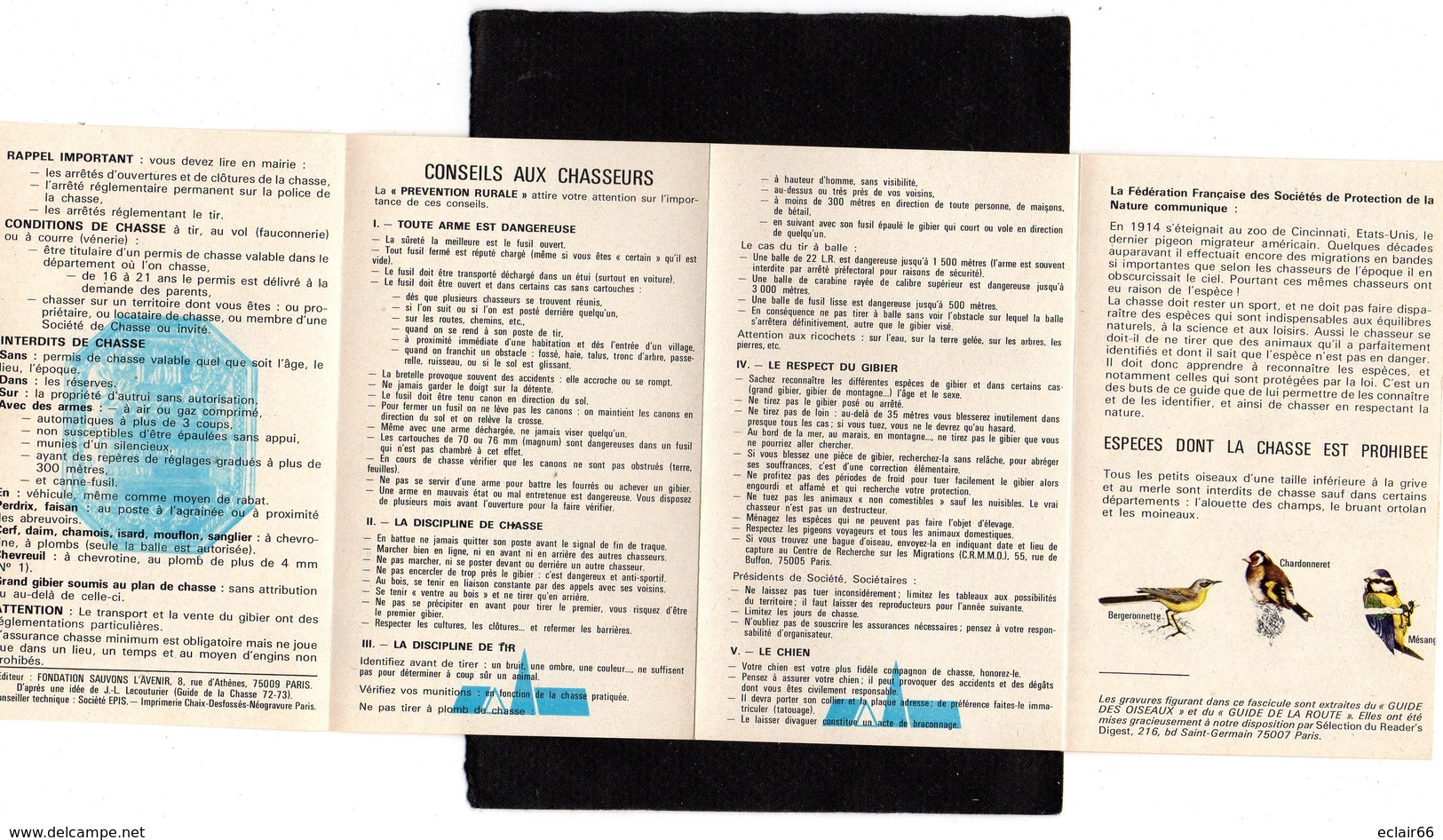 CHASSE Office National De La Chasse St-Hubert Dépliant 8 Volets Conseils Aux Chasseurs état Impeccable  1973-1974 - Autres & Non Classés