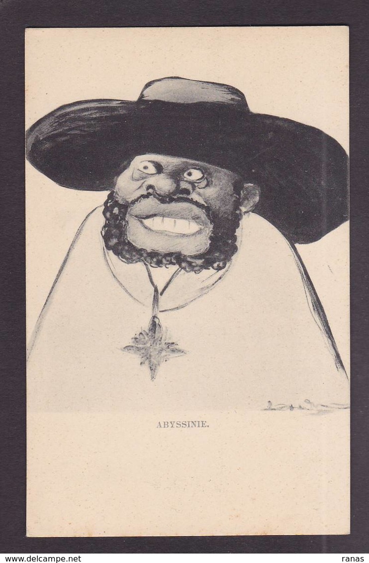 CPA Ethiopie Ethiopia Afrique Noire Abyssinie Non Circulé Empereur Ménélik II Par Léal De Camara Satirique - Äthiopien