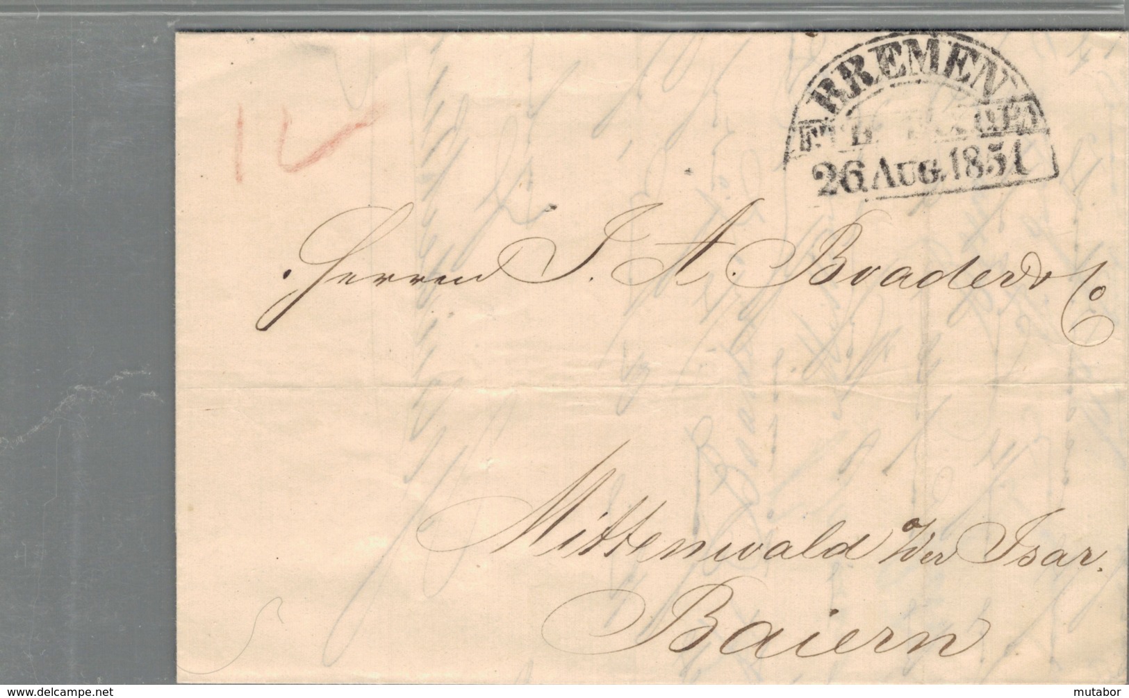 1851 BREMEN Bf N. Mittenwald - Vorphilatelie