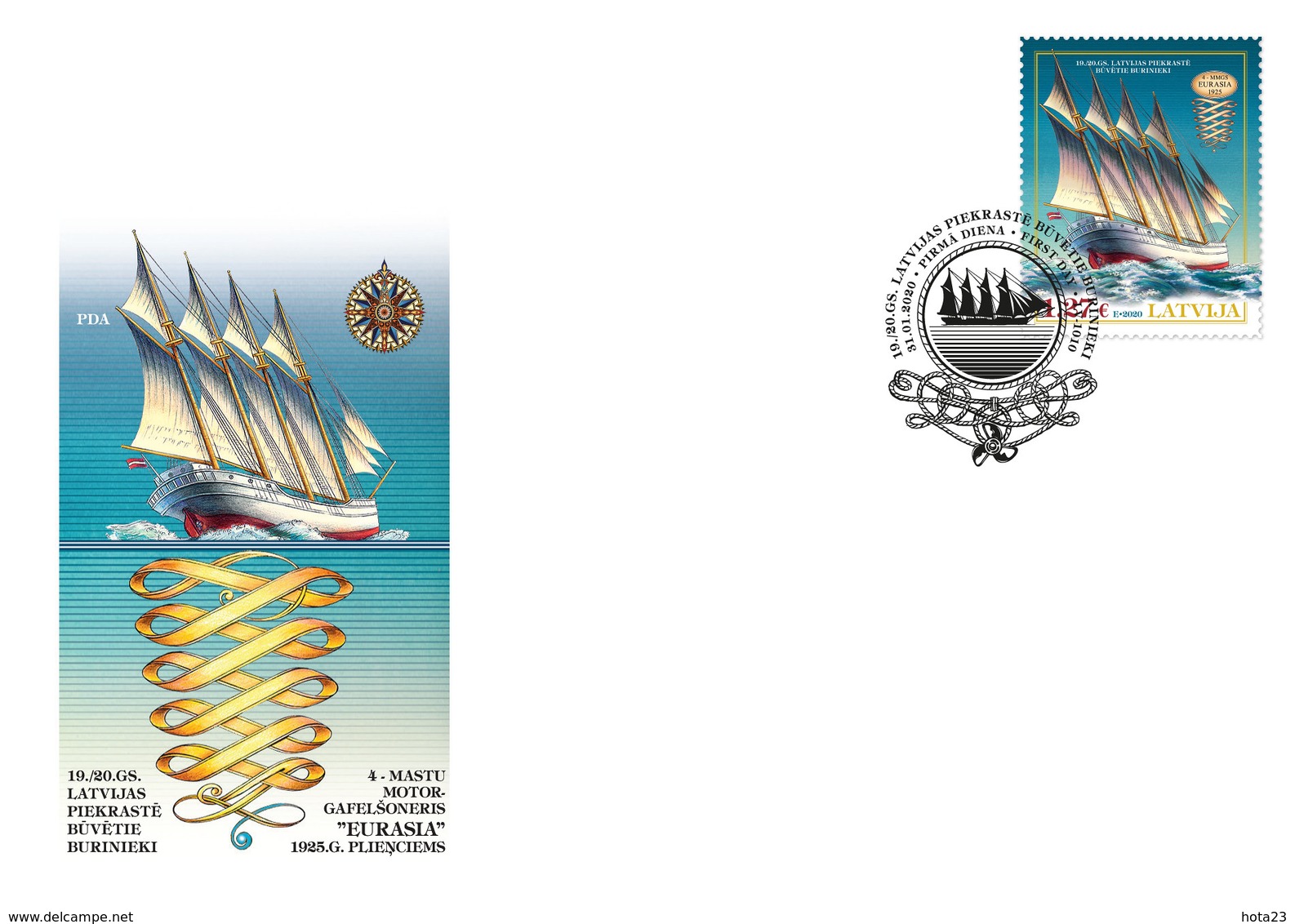 Latvia / Lettonia / Lettland – 2020  Four-masted Sailing Vessels - SHIP - FDC - Letonia