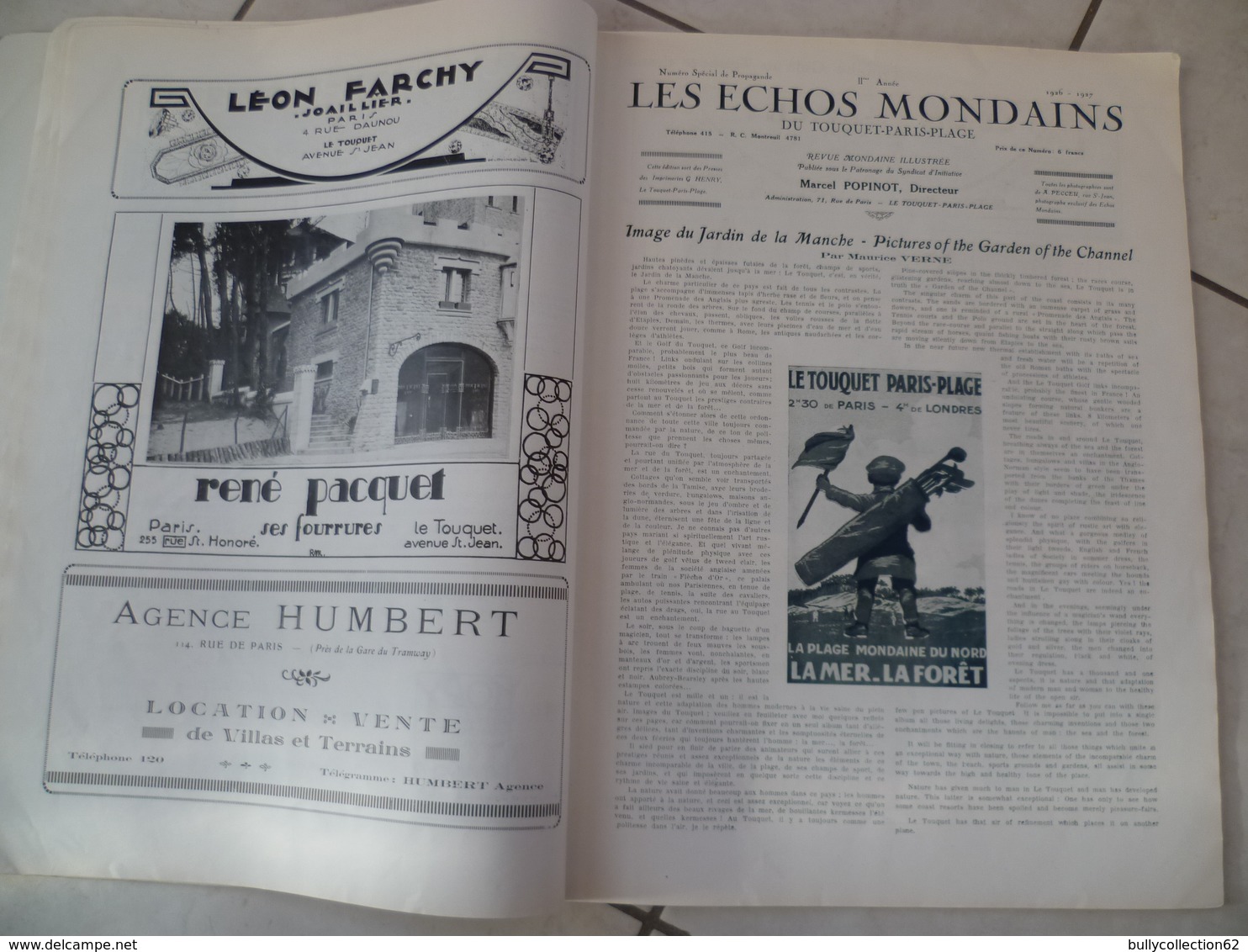 LE TOUQUET PARIS PLAGE  Les échos Mondains La Plage Mondaine Du Nord 1926-1927 - Other & Unclassified