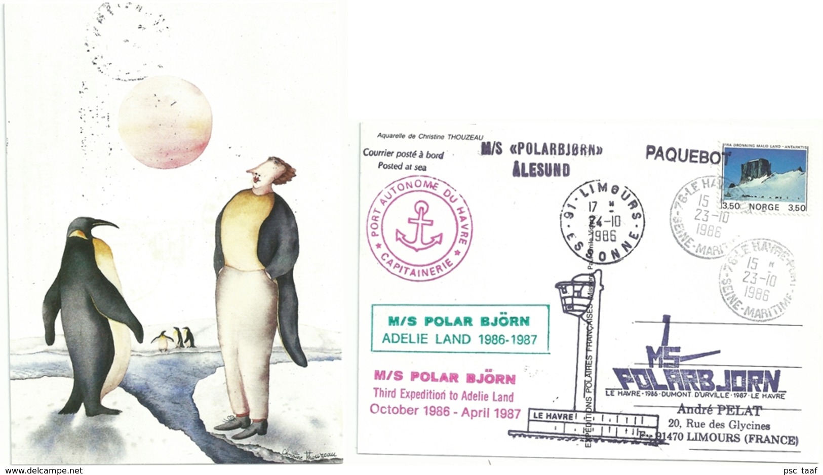 YT 875 - Paysage Nordique - Le Billot - Posté à Bord Du Polar Bjorn - Le Havre - 24/10/1986 - Lettres & Documents