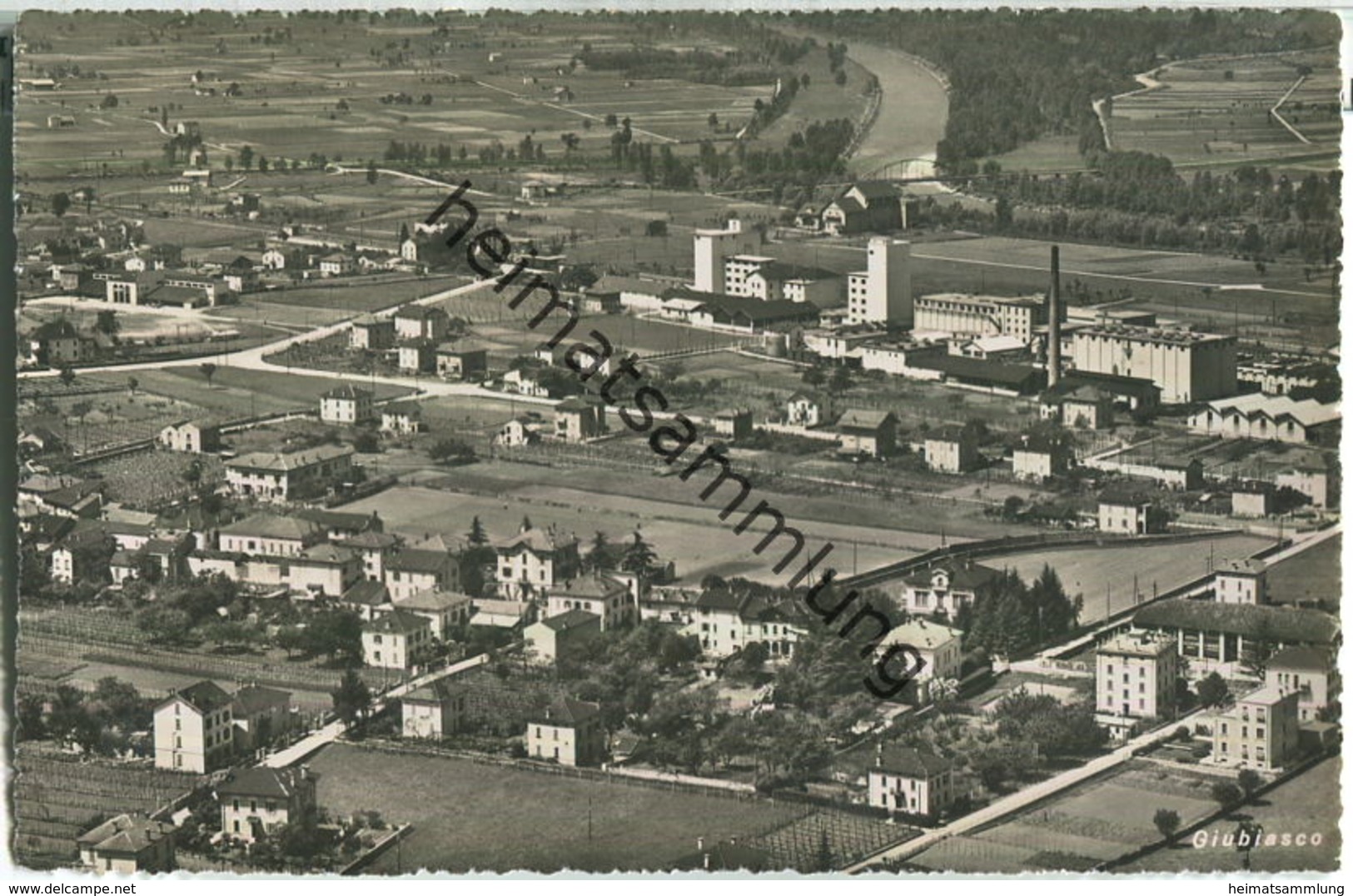 Giubiasco - Luftaufnahme - Foto-Ansichtskarte - Verlag Photoglob-Wehrli & Vouga & Co. AG Zürich - Giubiasco