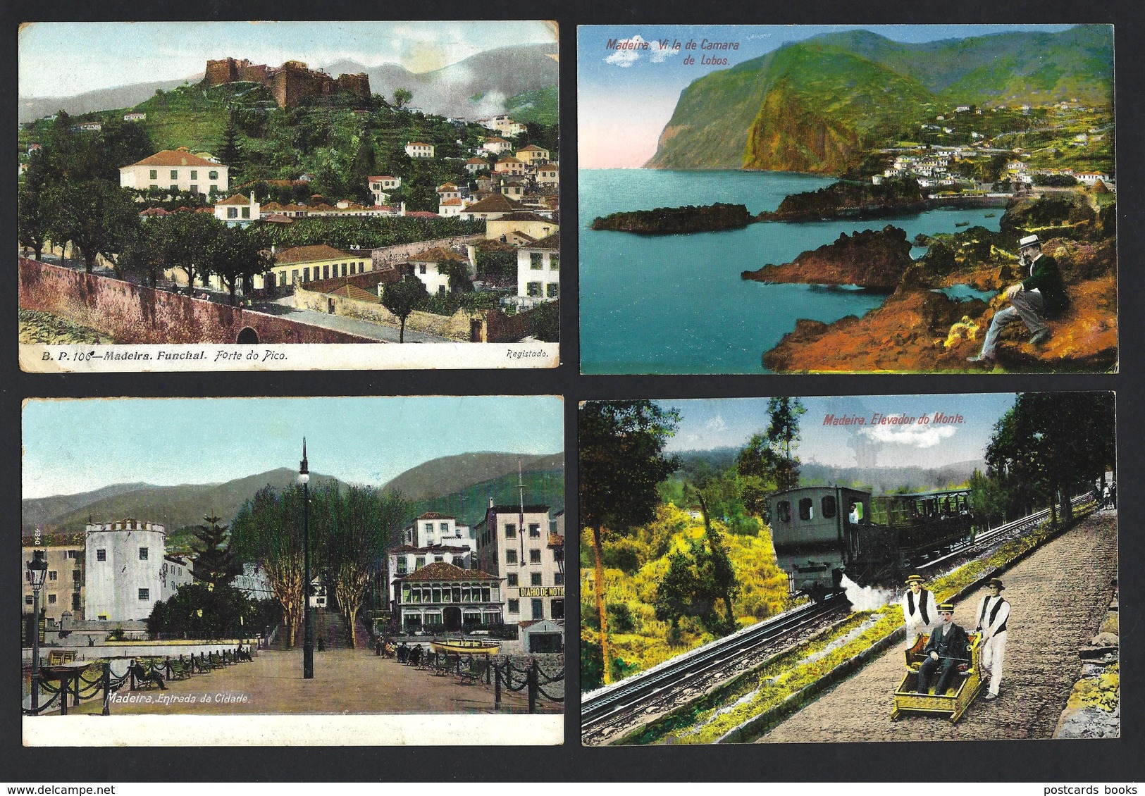 Conjunto De 4 Postais Antigos Da MADEIRA: Pico + Camara De Lobos + Funchal + Elevador Do Monte. SET 4 Postcards Portugal - Madeira