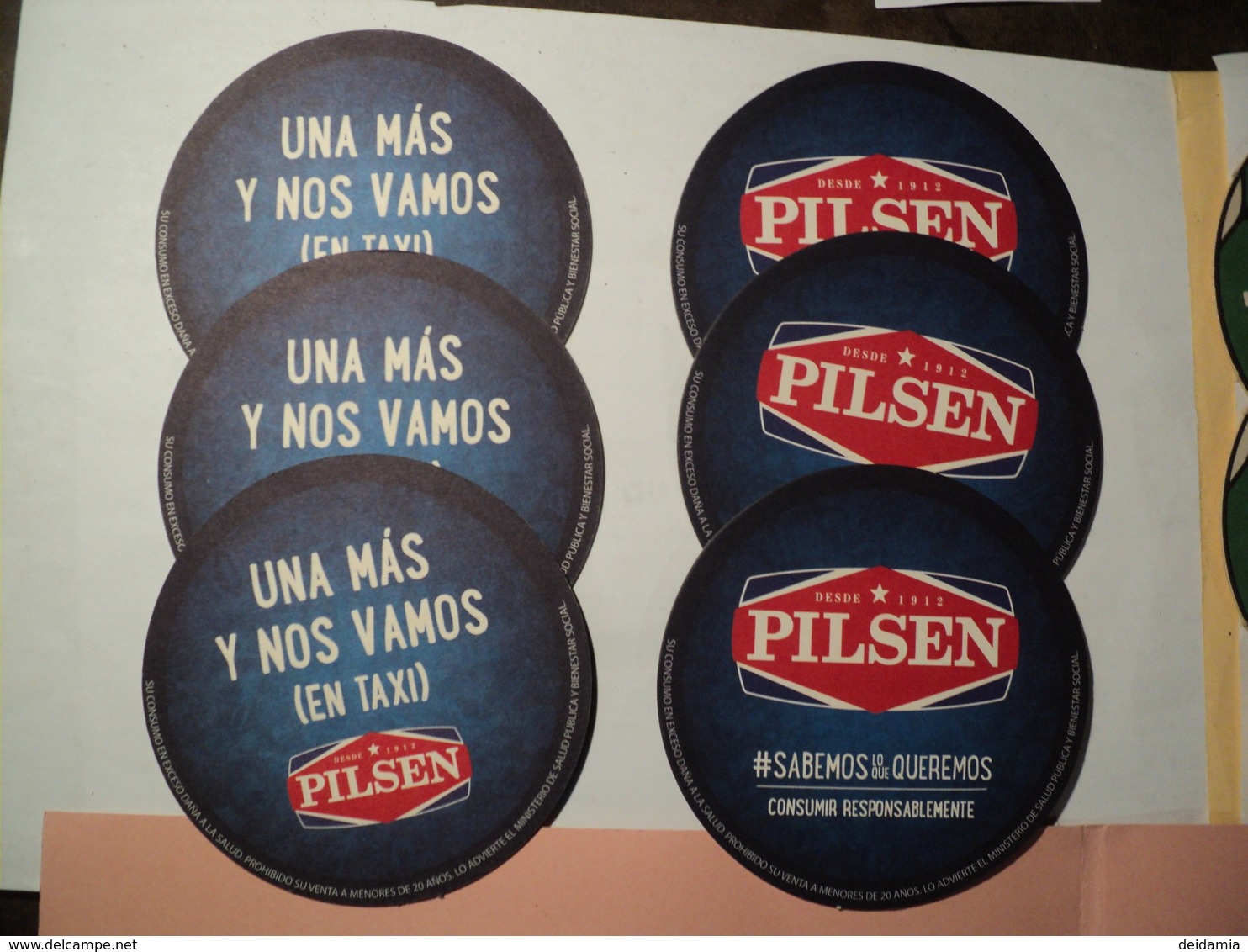 PARAGUAY. LOT DE 6 SOUS BOCK PILSEN "UNA MAS Y NOS VAMOS EN TAXI" - Portavasos