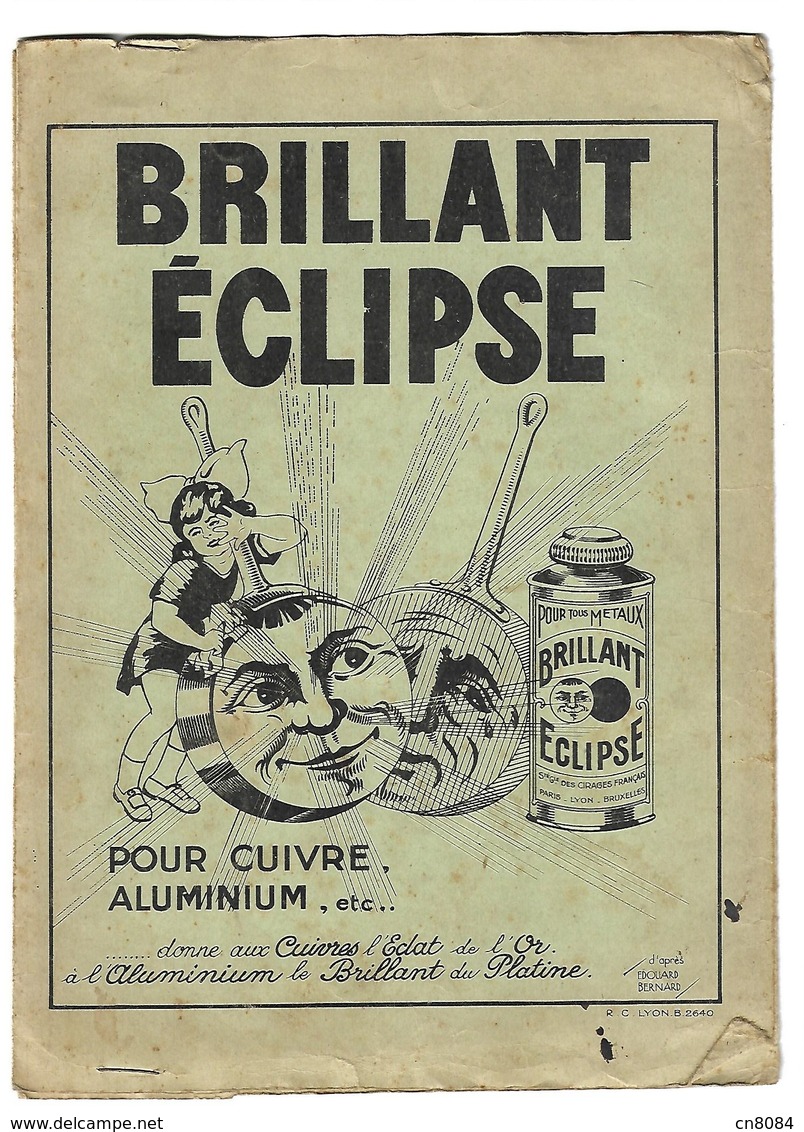 PROTEGE CAHIER  PUBLICITE CREME ECLIPSE A LA CIRE Lyon  , LE MEILLEUR CIRAGE - ANNEE 1931 - Produits Ménagers