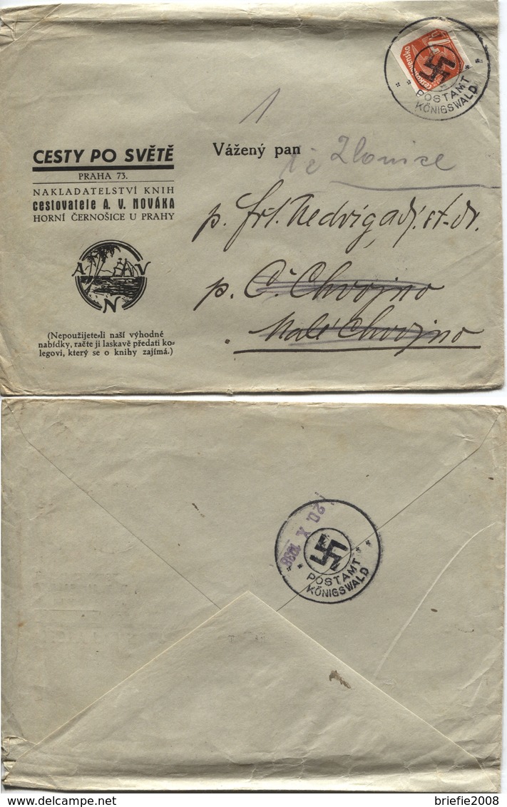 Sudeten Postamt Königswald Befreiungsstempel 20.10.38 Bücher-Drucksache,CSR #366 - Besetzungen 1938-45