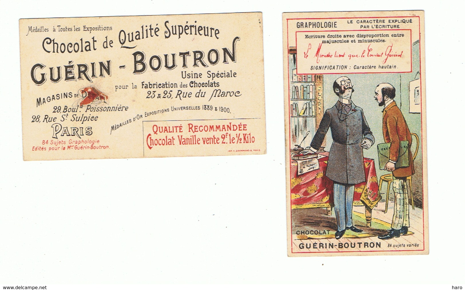 Chromo - Chocolat Guérin - Boutron - GRAPHOLOGIE - Caractère Hautain  (fr82) - Guérin-Boutron