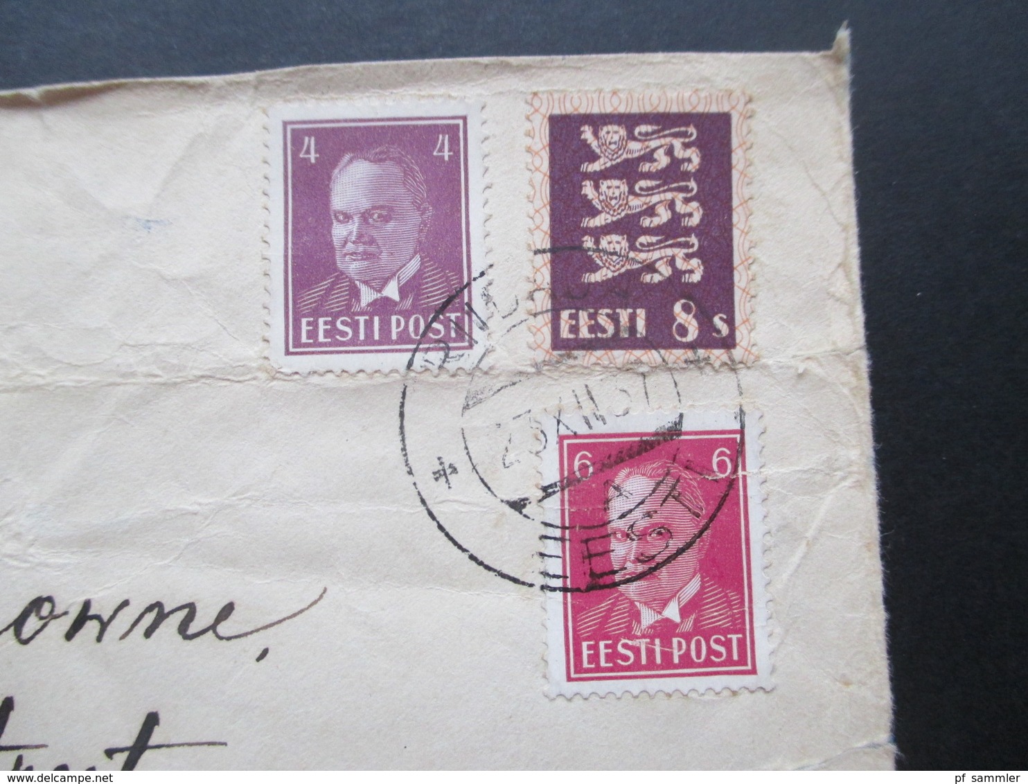 Eesti / Estland 1937 MiF Auf Auslandsbrief Nach Melbourne Australien (seltene Destination!) Umschlag Mit Motiv Hinten! - Estonie