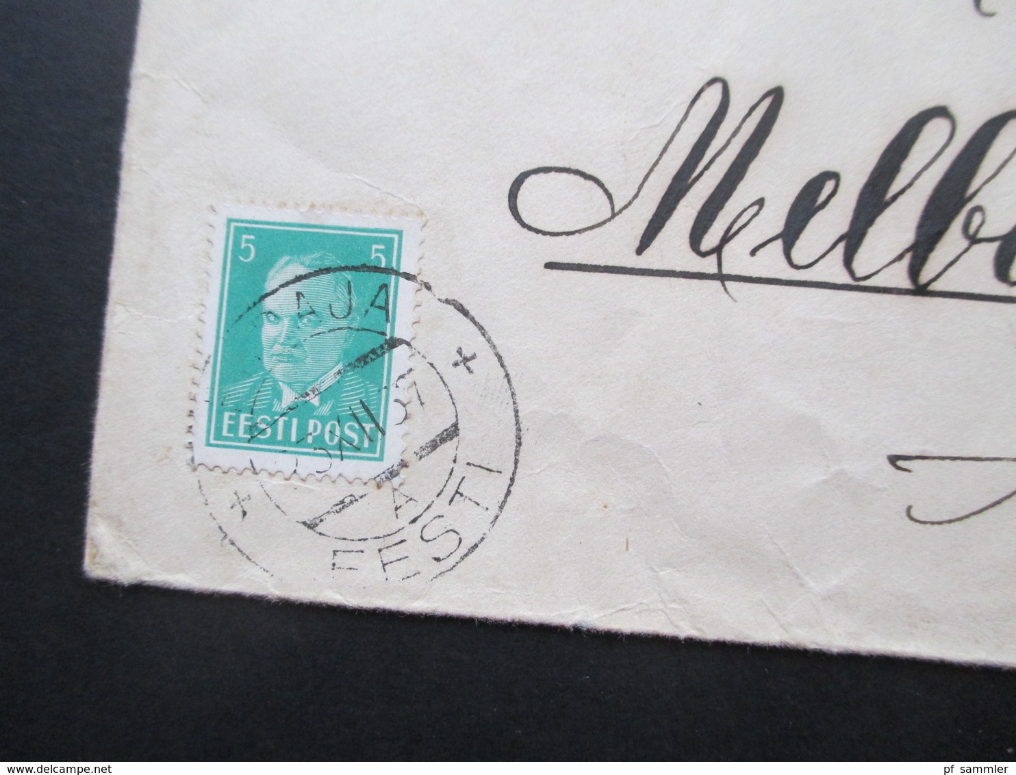 Eesti / Estland 1937 MiF Auf Auslandsbrief Nach Melbourne Australien (seltene Destination!) Umschlag Mit Motiv Hinten! - Estonia