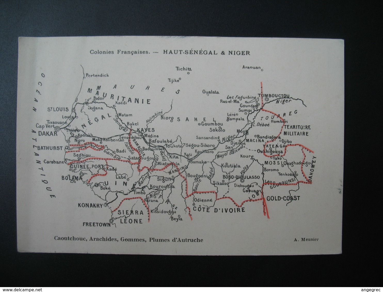 Carte  Géographique  Colonies Françaises Haut-Sénégal & Niger édition A. Meunier  (carte Décollée) - Sénégal