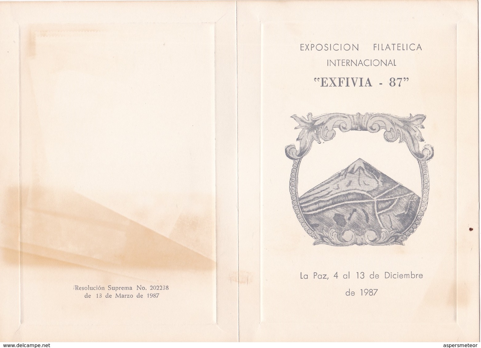 FAUNA EN PELIGRO DE EXTINCION, TAPIR, "EXFIVIA 87". 1987 BOLIVIA, PRUEBA DE IMPRENTA SIN PERFORAR. -LILHU - Otros & Sin Clasificación