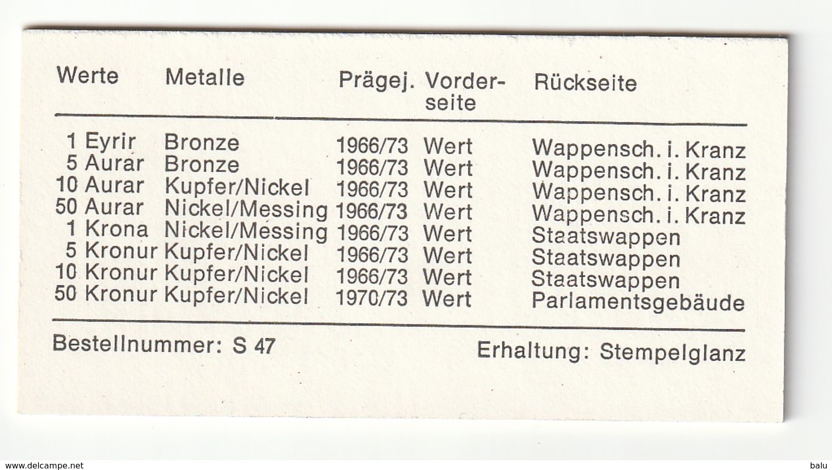 Island 1974 Münzsatz UNC, Selten. Siehe 5 Scans - Islande