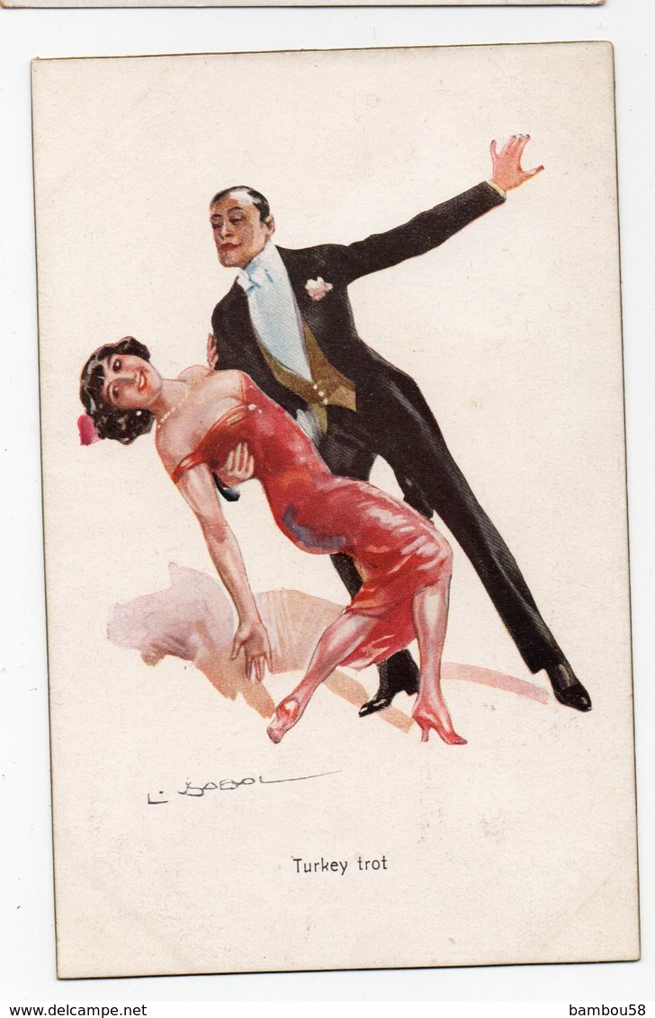 ILLUSTRATEUR LUIS USABAL *COUPLE * HOMME * FEMME * CHAPEAU PLUME * TURKEY TROT * DANSE - Usabal