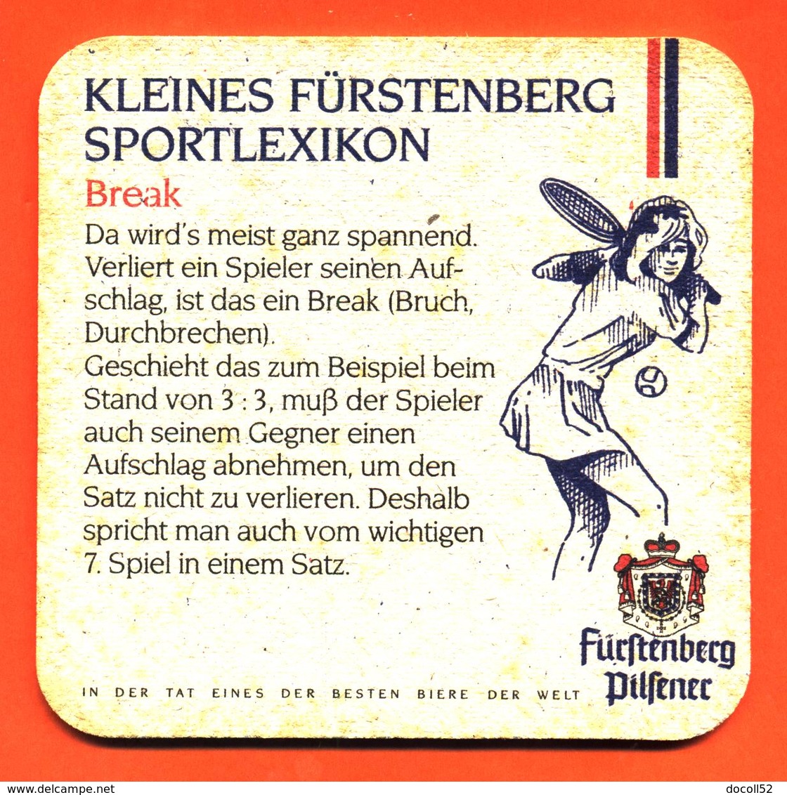 Sous Bock Ancien - Coaster Bière Furstenberg Sportlexikon Bière Brasserie En Allemagne - Tennis - Bierdeckel