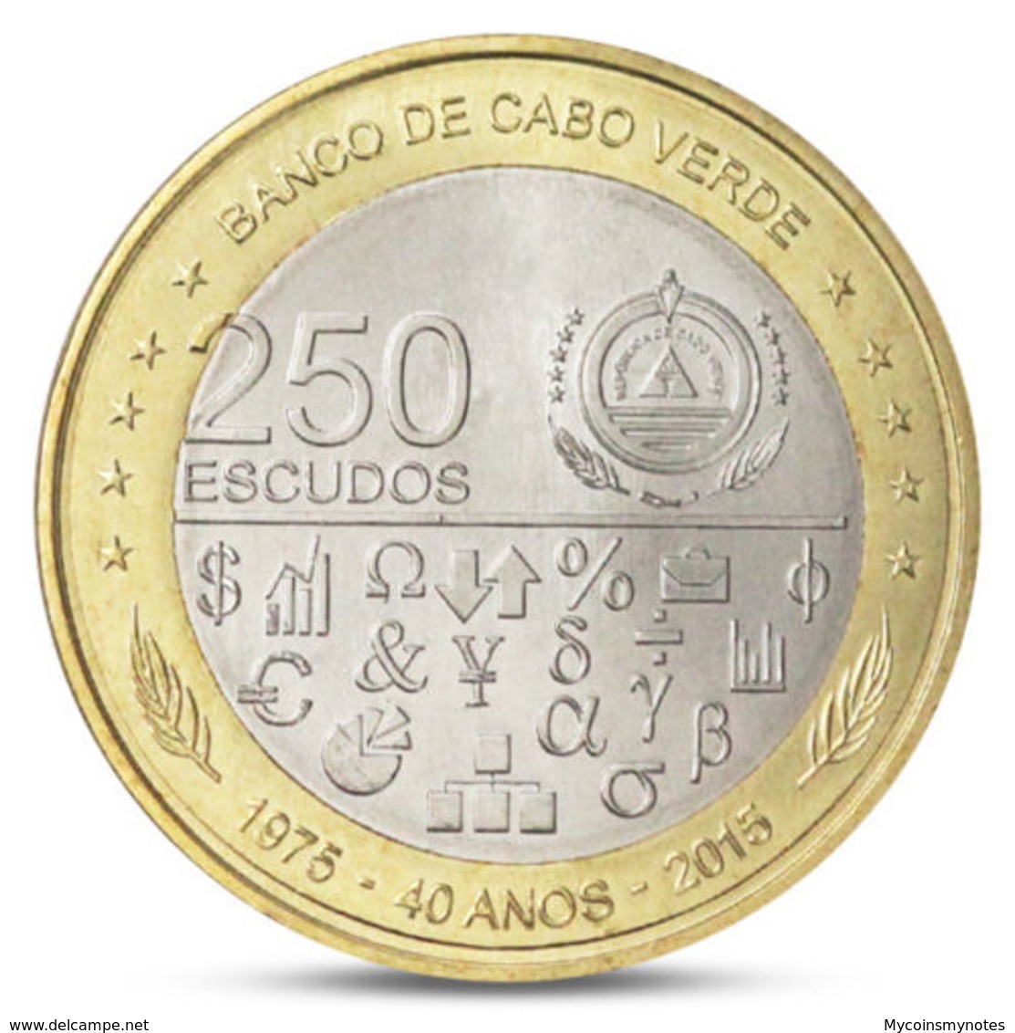 CAPE VERDE, 250 Escudos, 2015, Commemorative 40th Years Of Cape Verde Independence, BI-METALLIC, UNC - Cap Verde