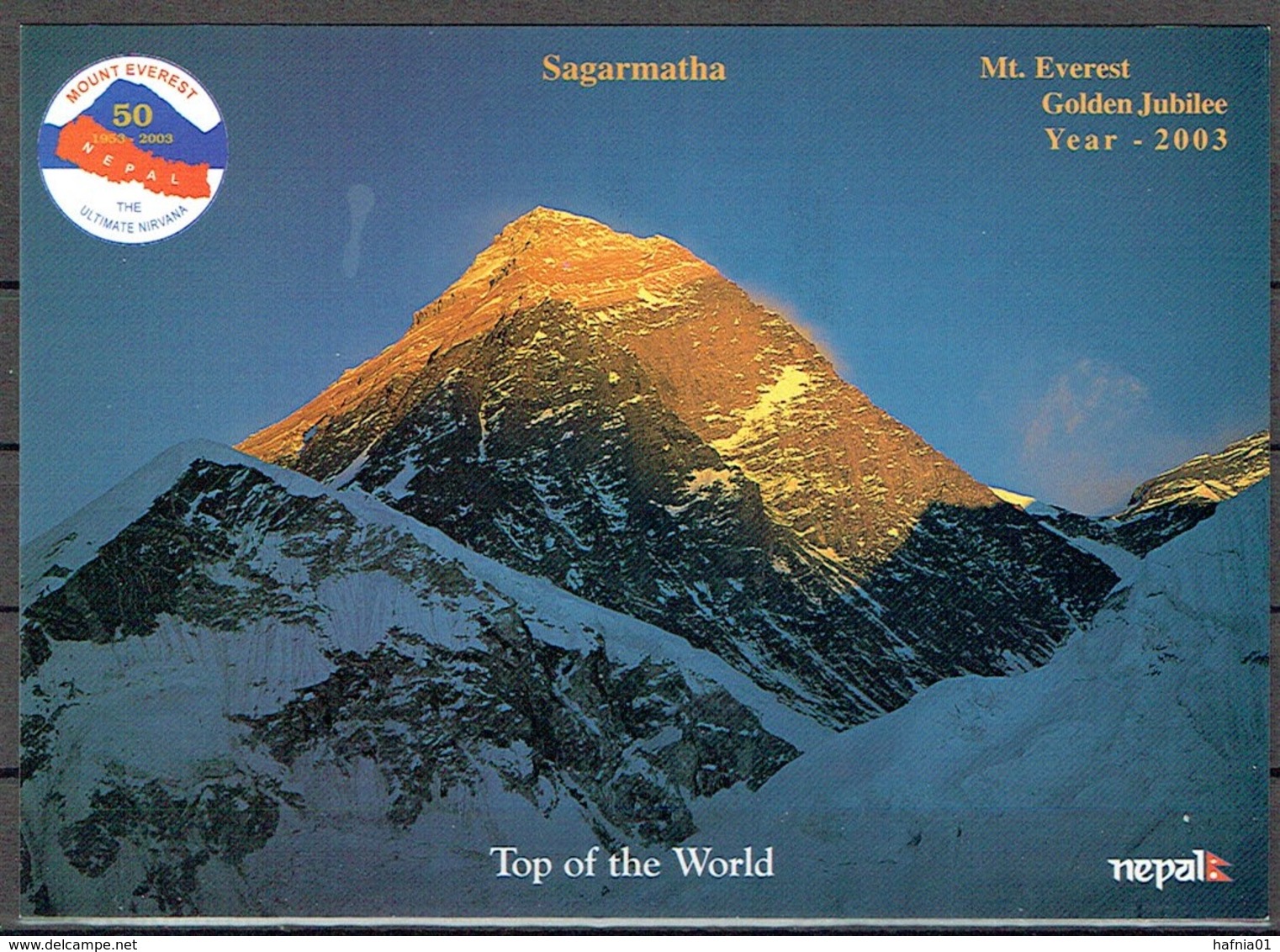 Mt. Everest. Golden Jubilee Year 2003. Postcard MNH. - Bergsteigen