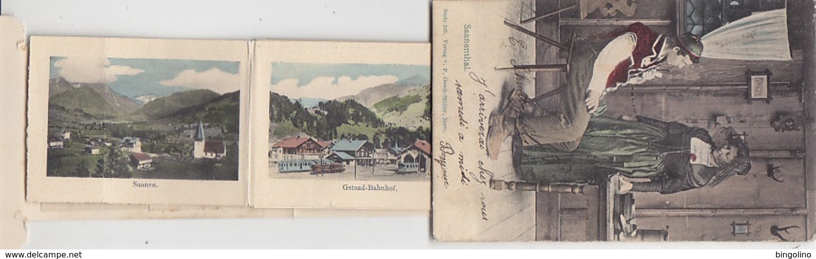 Saanenthal - Leporello-Karte Mit 12 Bildli Handcol. -1908       (P-209-90223) - Other & Unclassified
