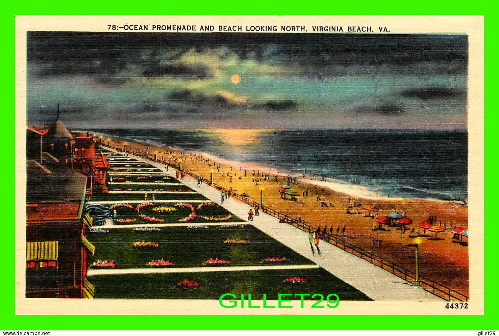 VIRGINIA BEACH, VA - OCEAN PROMENADE AND BEACH LOOKING NORTH - TRAVEL IN 1958 - PUB. BY VIRGINIA GIFT SHOP - - Virginia Beach