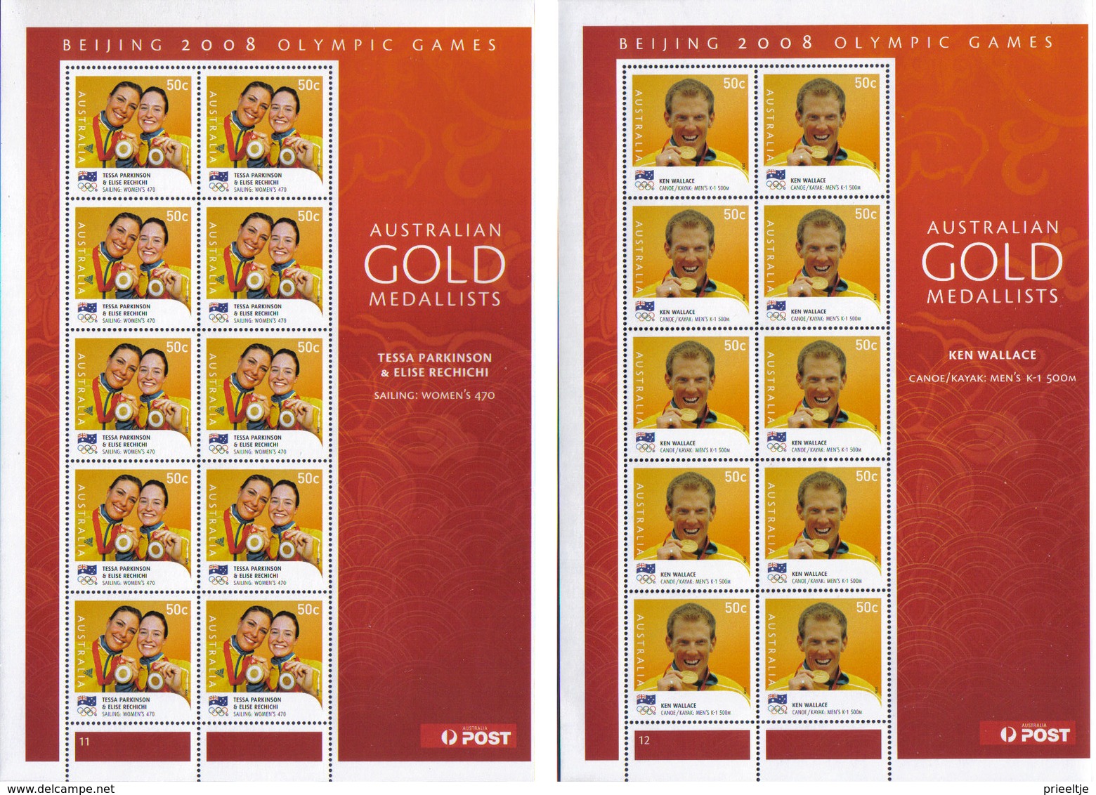 Australia 2008 Gold Winners Ol. Games Beijing Sheet Set of 14 Y.T. 2928/2941 **