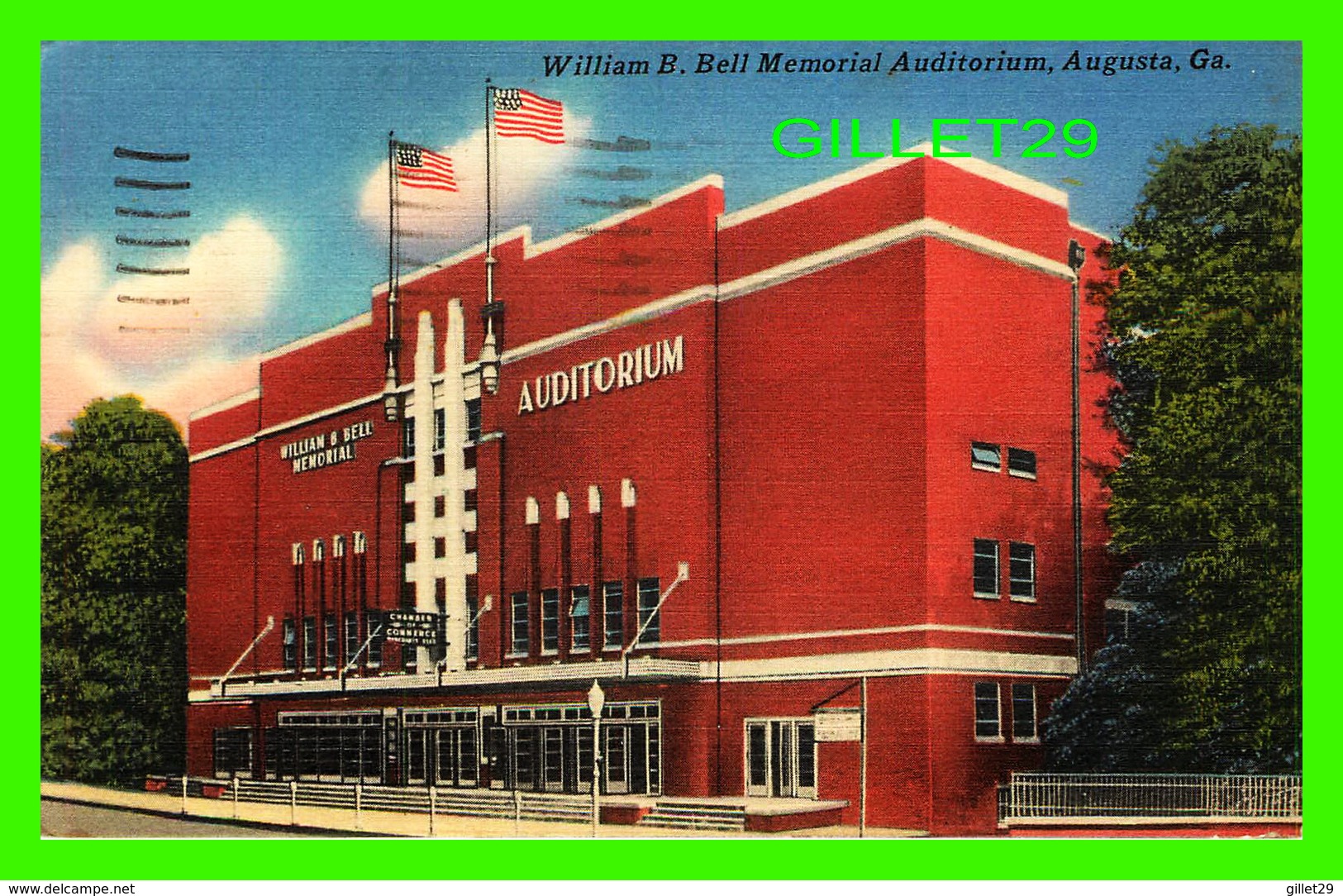 AUGUSTA, GA - WILLIAM B. BELL MEMORIAL AUDITORIUM - TRAVEL IN 1958 - PUB. BY RICHMOND NEWS CO - - Augusta