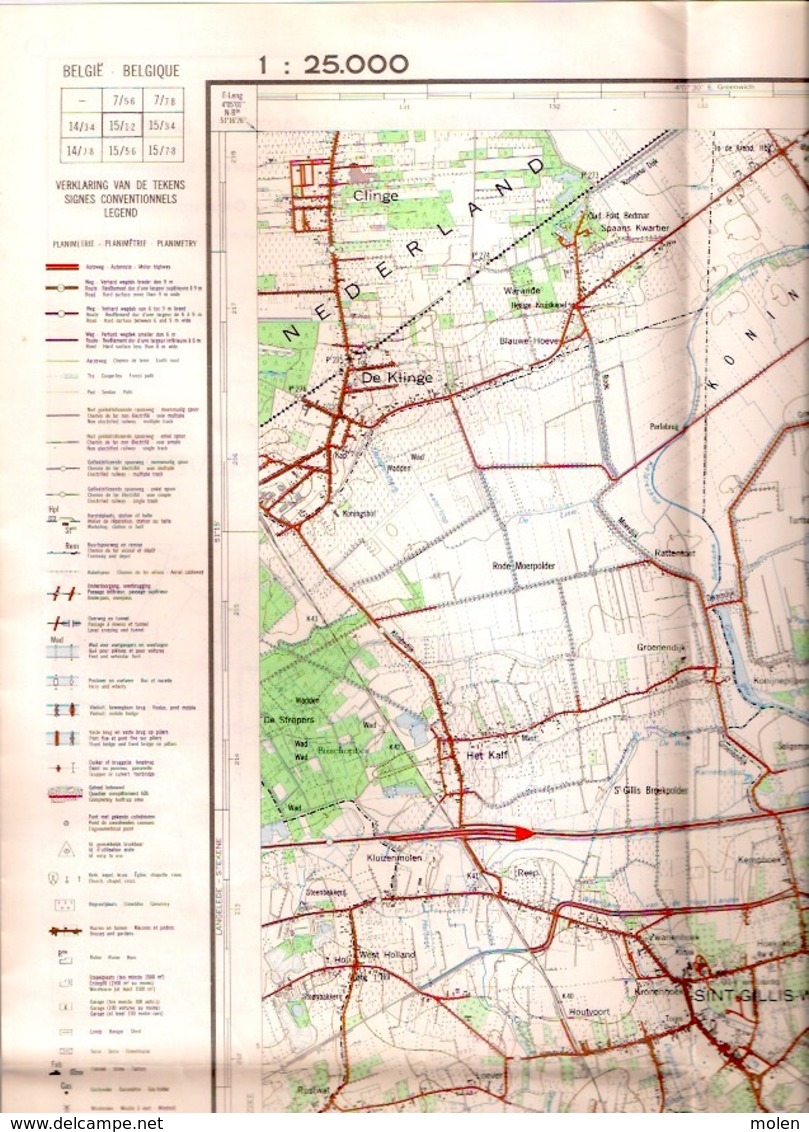 ©1969 SINT-GILLIS-WAAS BEVEREN STAFKAART SCHELDE VRASENE KALLO DE-KLINGE MEERDONK VERREBROEK ST-PAUWELS NIEUWKERKEN S429 - Sint-Gillis-Waas