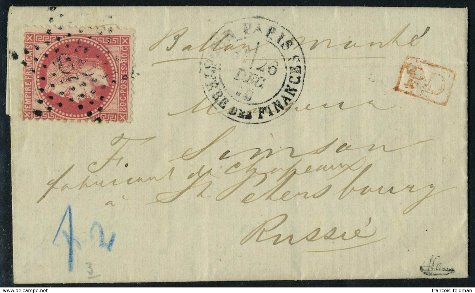 Lettre Le Tourville, 80c Rose Sur L Obl étoile 35 + Càd Paris 26 Dec 70 Pour St Petersbourg Russie, Marque D' échange Pr - Other & Unclassified