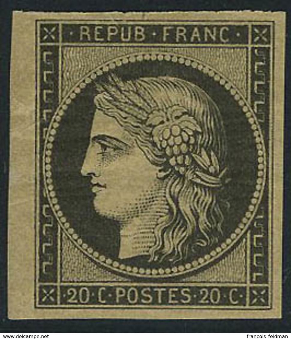 Neuf Avec Charnière N° 3F, 20c Noir Réimpression, Bdf T.B. - Altri & Non Classificati