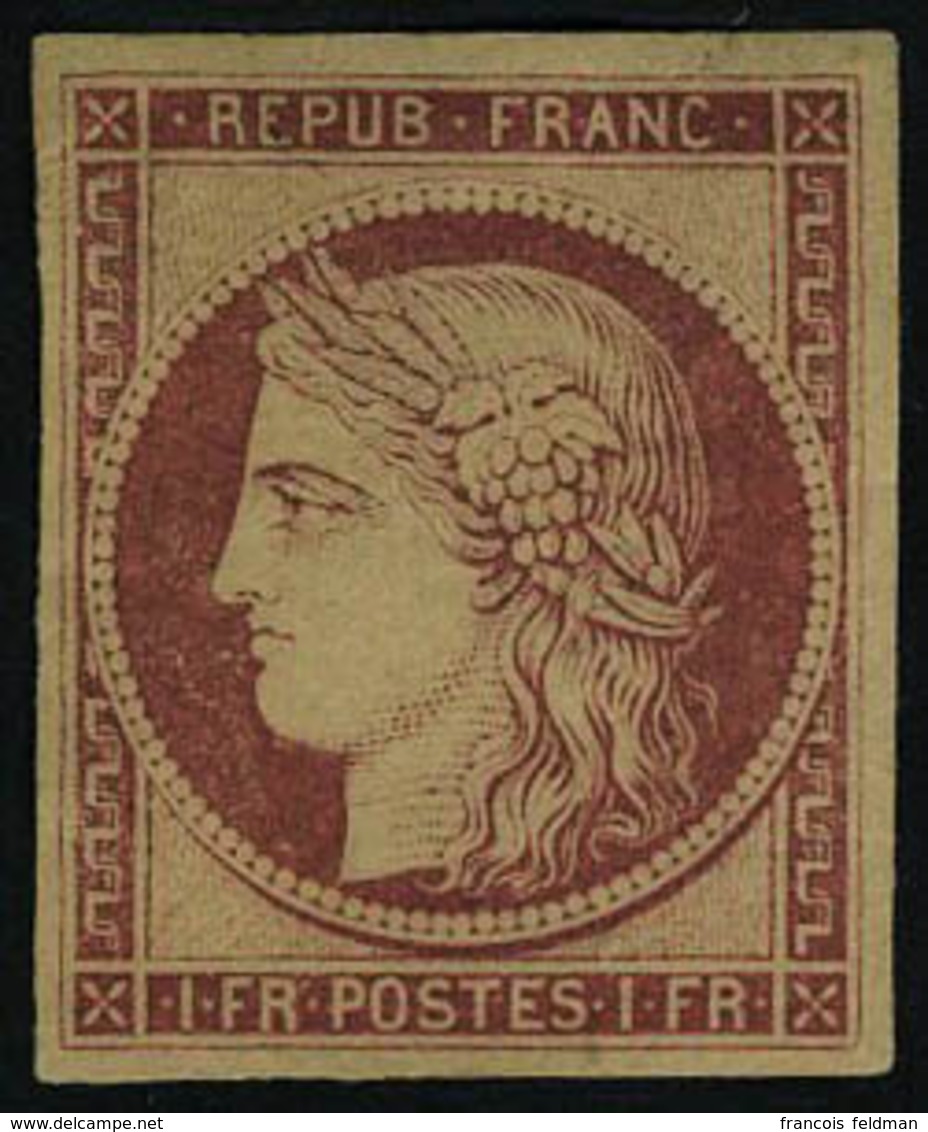 Neuf Avec Charnière N° 6F, 1f Carmin Réimpression Gomme Partielle, T.B. - Autres & Non Classés