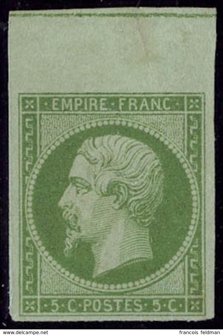 Neuf Avec Charnière N° 12d, 5c Vert, Bdf Avec Filet D'encadrement, Légère Froissure De Gomme Naturelle, Rare, T.B. Signé - Andere & Zonder Classificatie