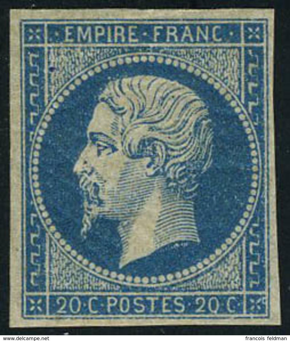 Neuf Sans Charnière N° 14A, 20c Bleu, SUPERBE, Rare **, Certificat - Autres & Non Classés