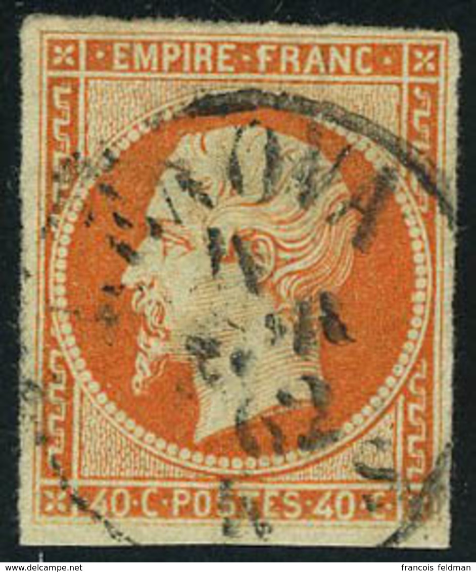 Oblitéré N° 16, 40c Orange X 5 Ex. Obl Linéaire Barcelona, Francia Via Di Mare (1 Ex Noir, 1 Ex Rouge), CàD Genova, Losa - Andere & Zonder Classificatie