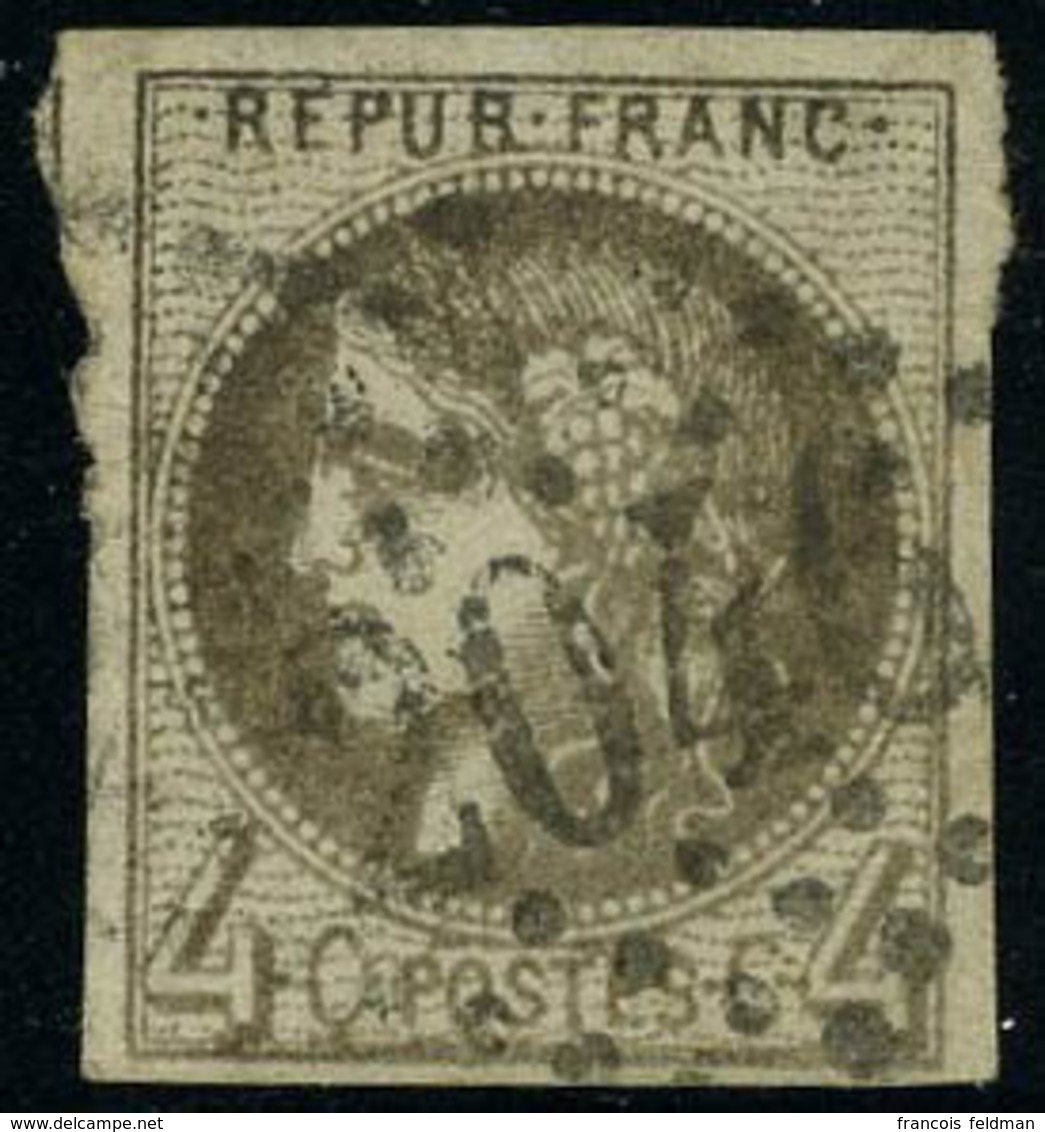 Oblitéré N° 41B, 4c Gris-lilas Très Foncé, Signé + Cert. Brun Nuance Exceptionelle, Rare - Autres & Non Classés