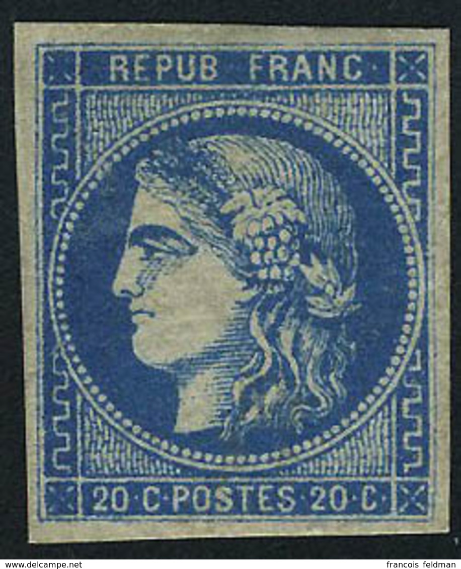 Neuf Avec Charnière N° 46B, 20c Bleu, Type III Report 2, Restauré, Aspect T.B. - Autres & Non Classés